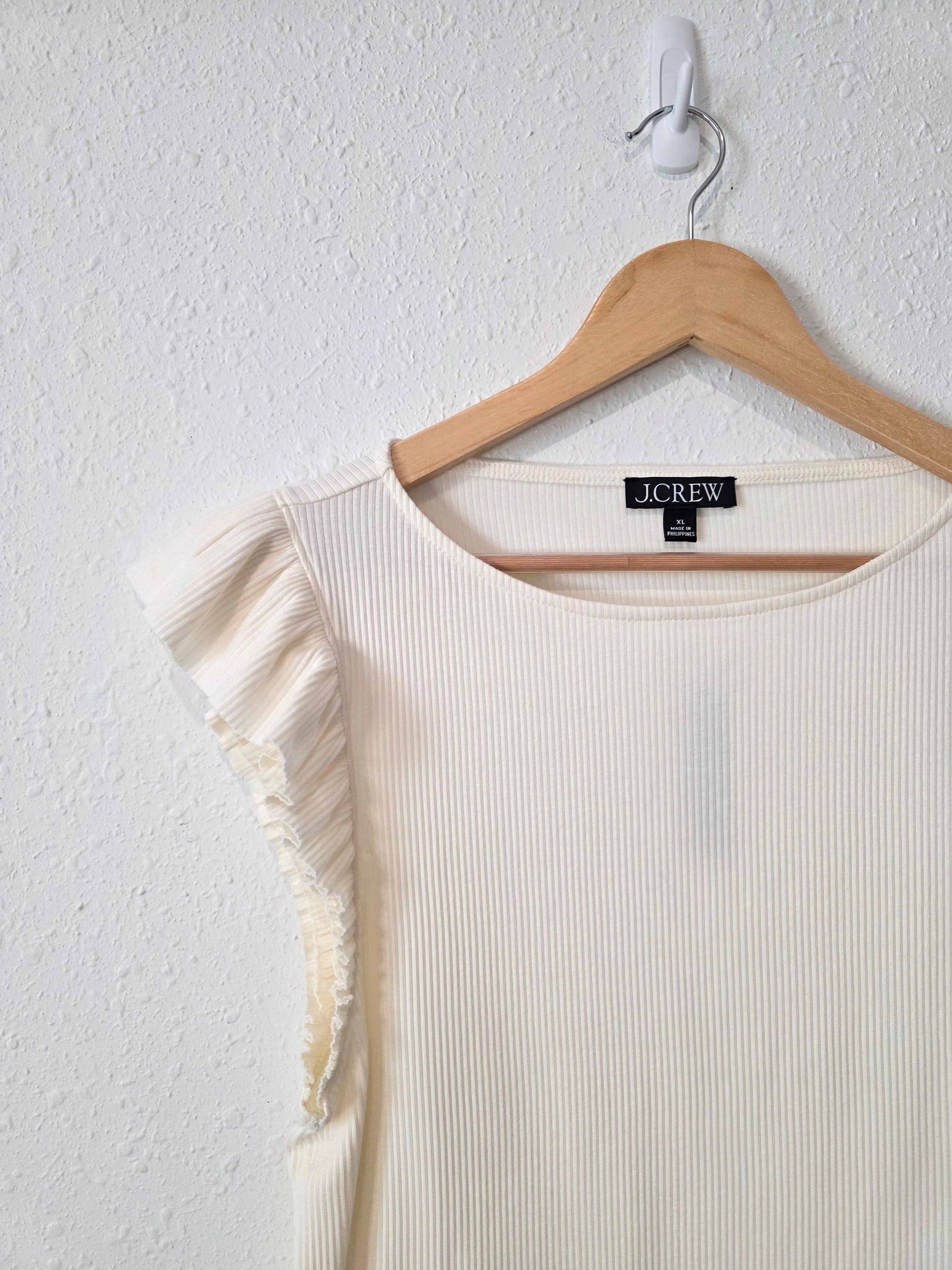 NEW J.Crew Ribbed Ruffle Top (XL)