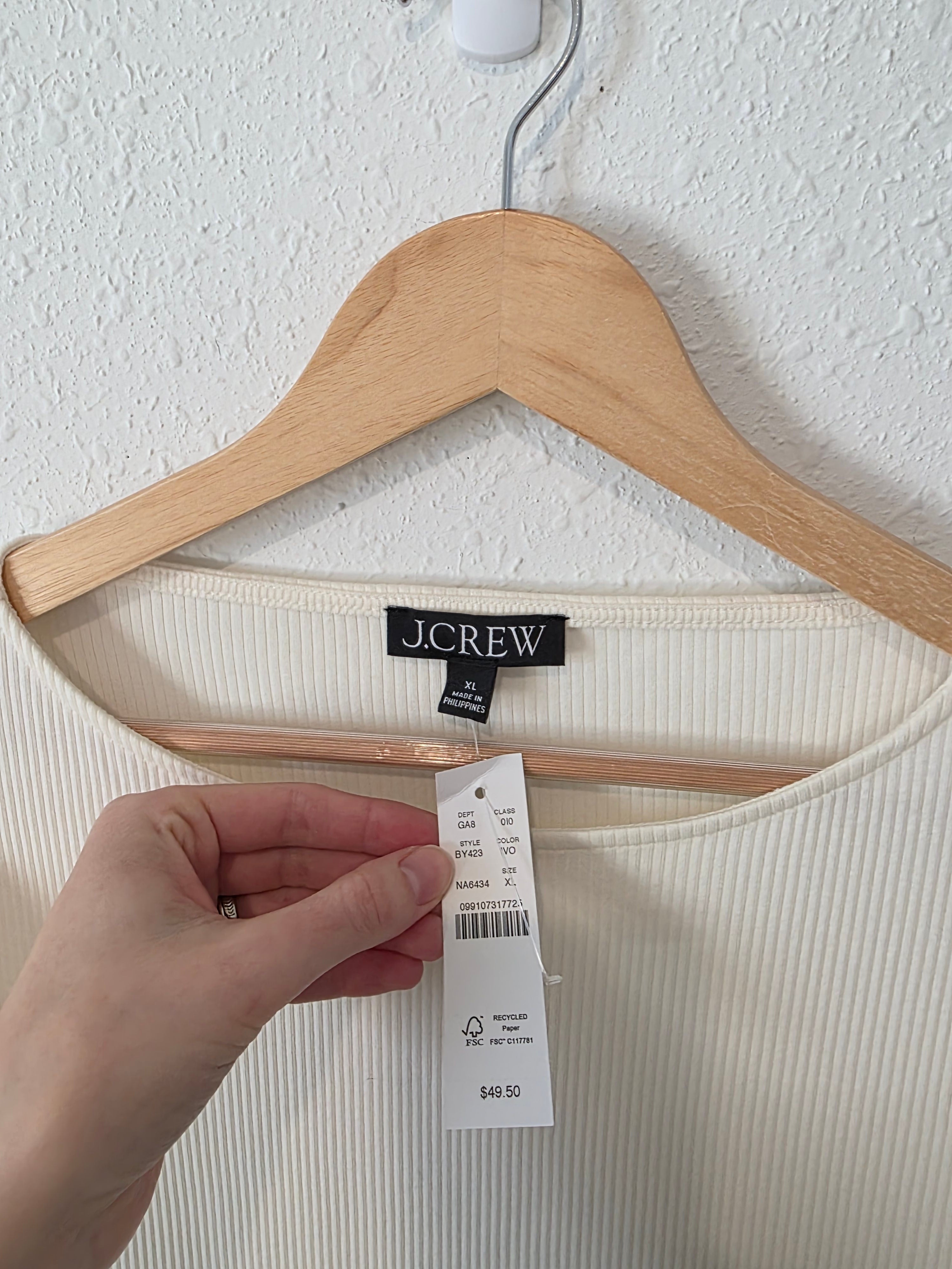 NEW J.Crew Ribbed Ruffle Top (XL)