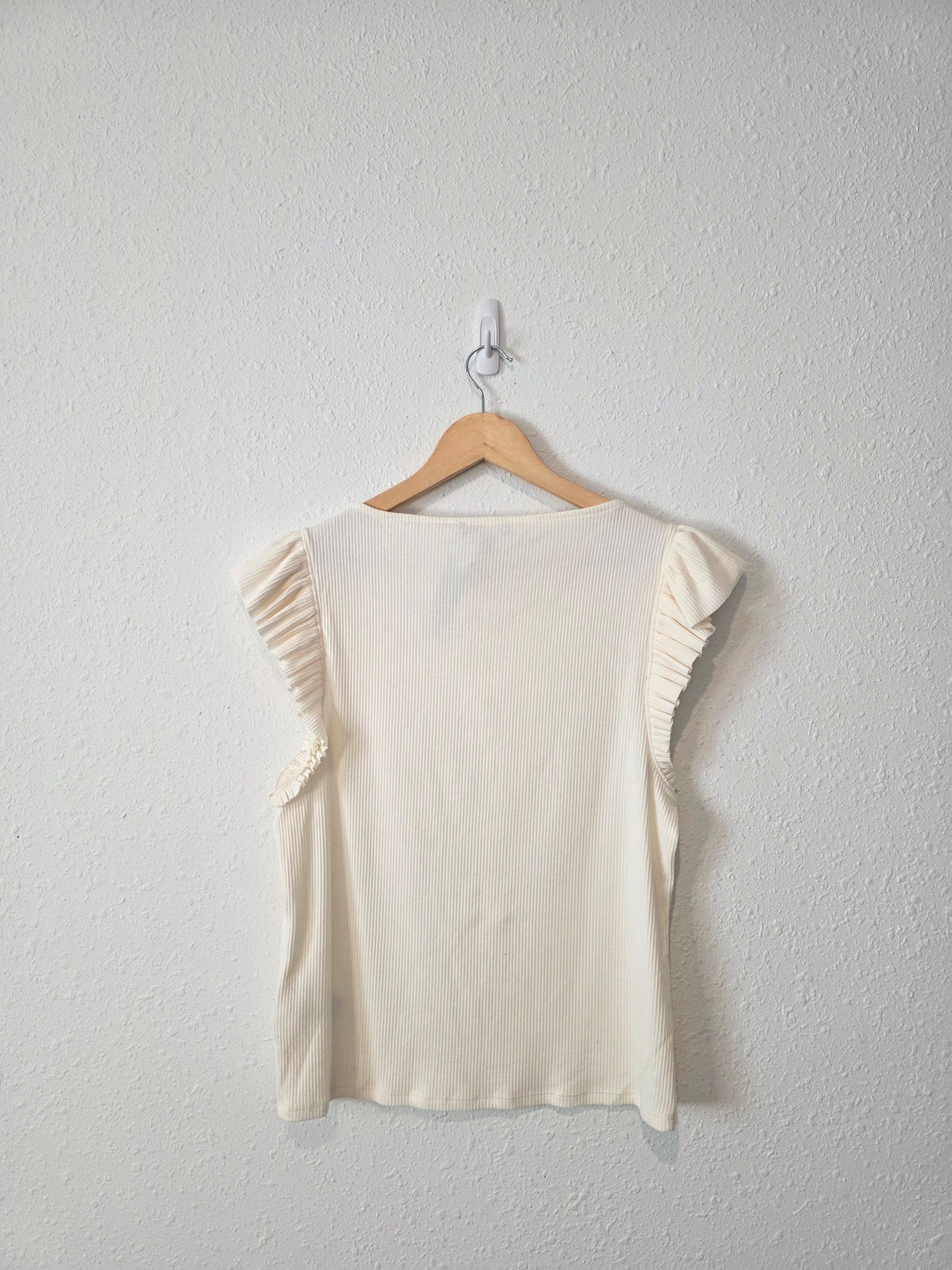 NEW J.Crew Ribbed Ruffle Top (XL)