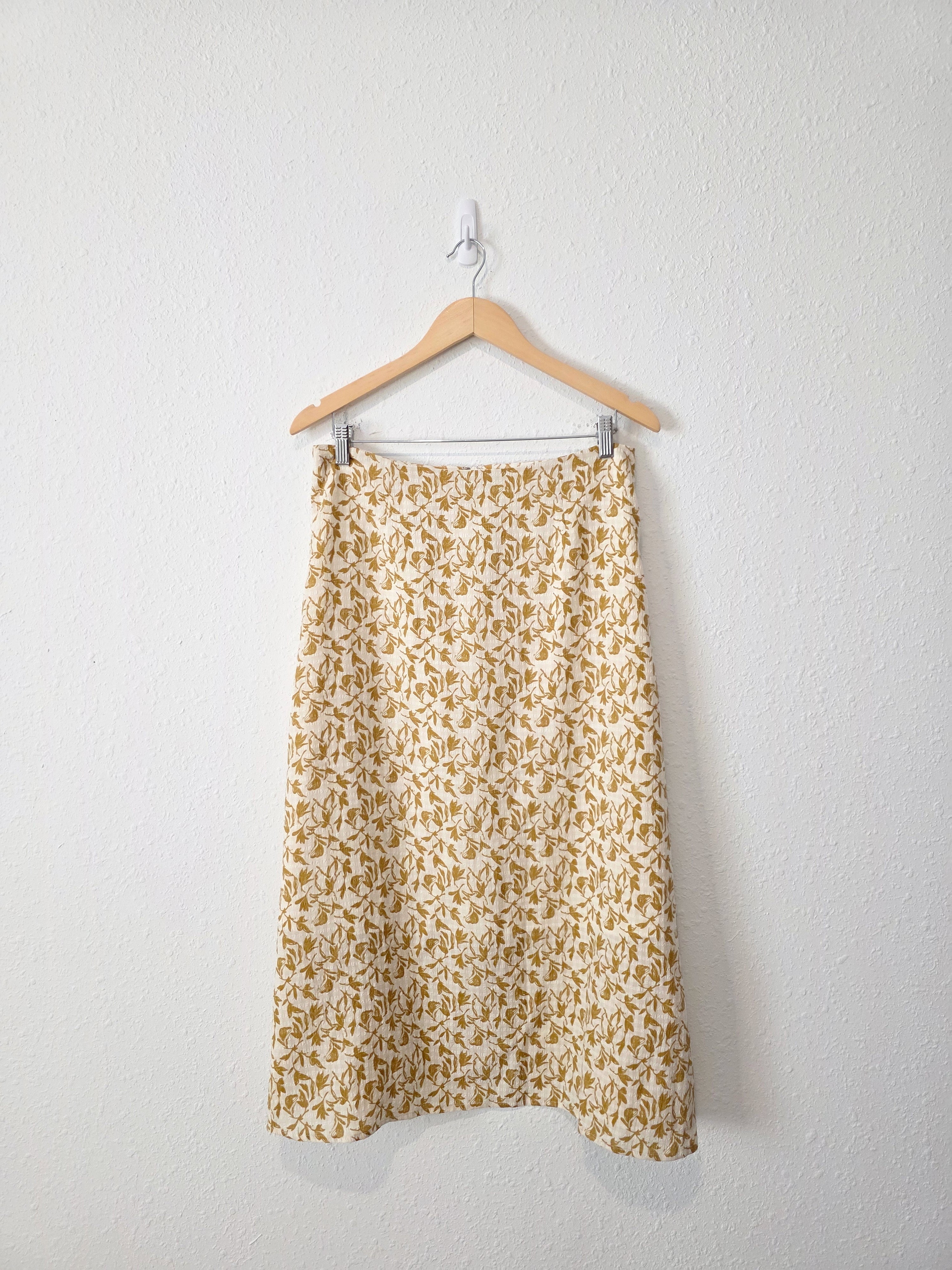 Ellison Yellow Floral Midi Skirt (L)
