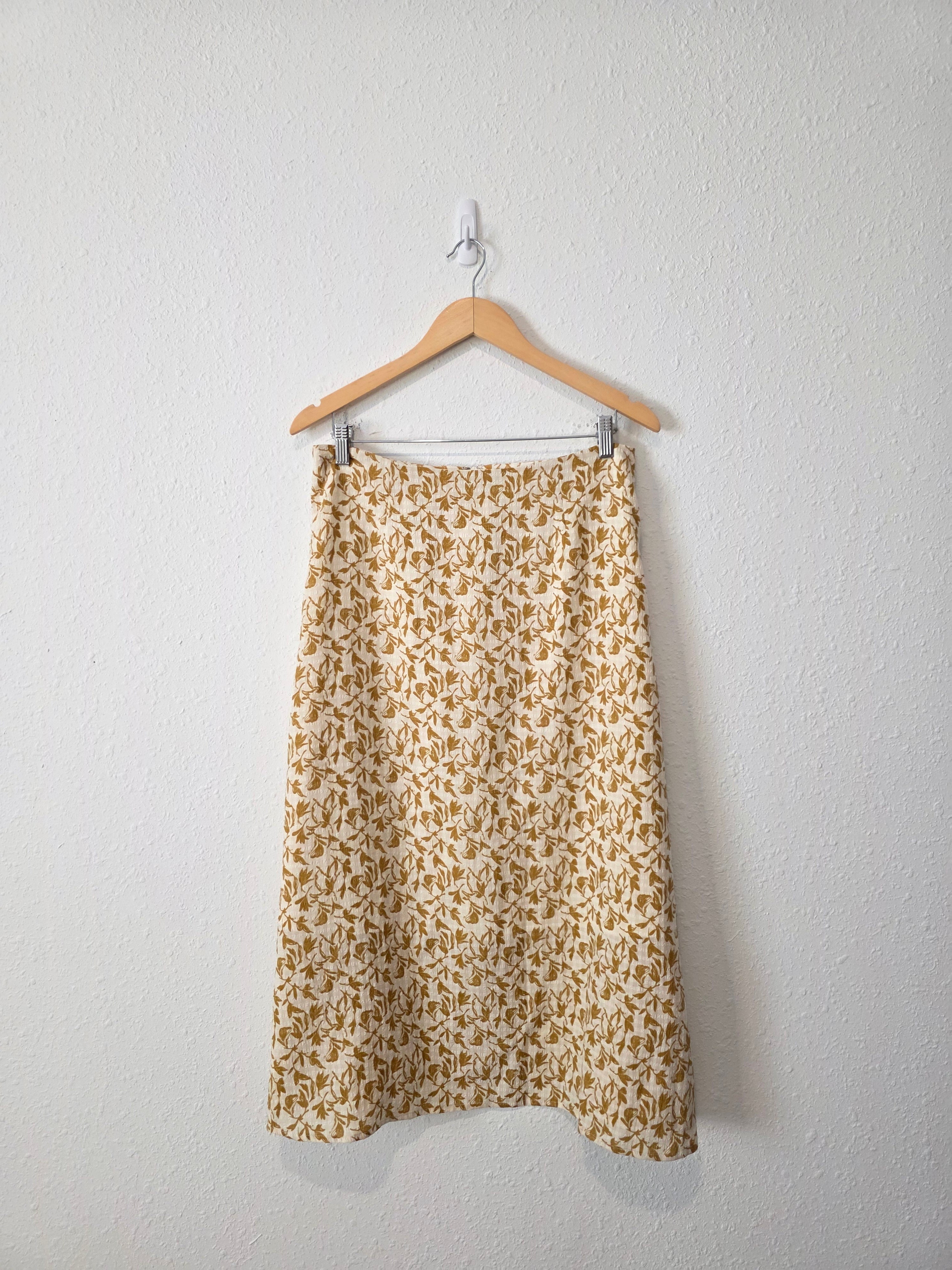 Ellison Yellow Floral Midi Skirt (L)
