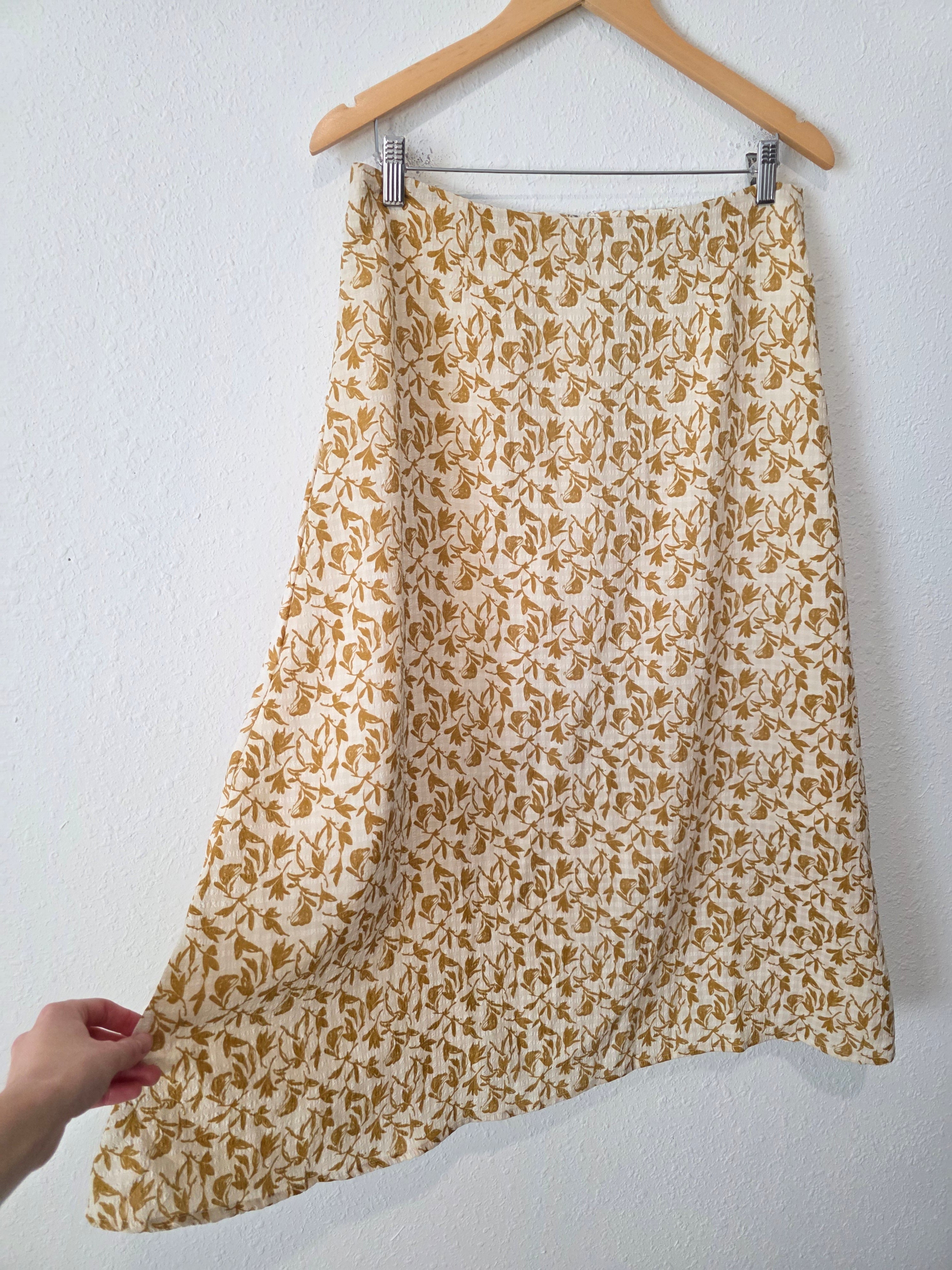 Ellison Yellow Floral Midi Skirt (L)