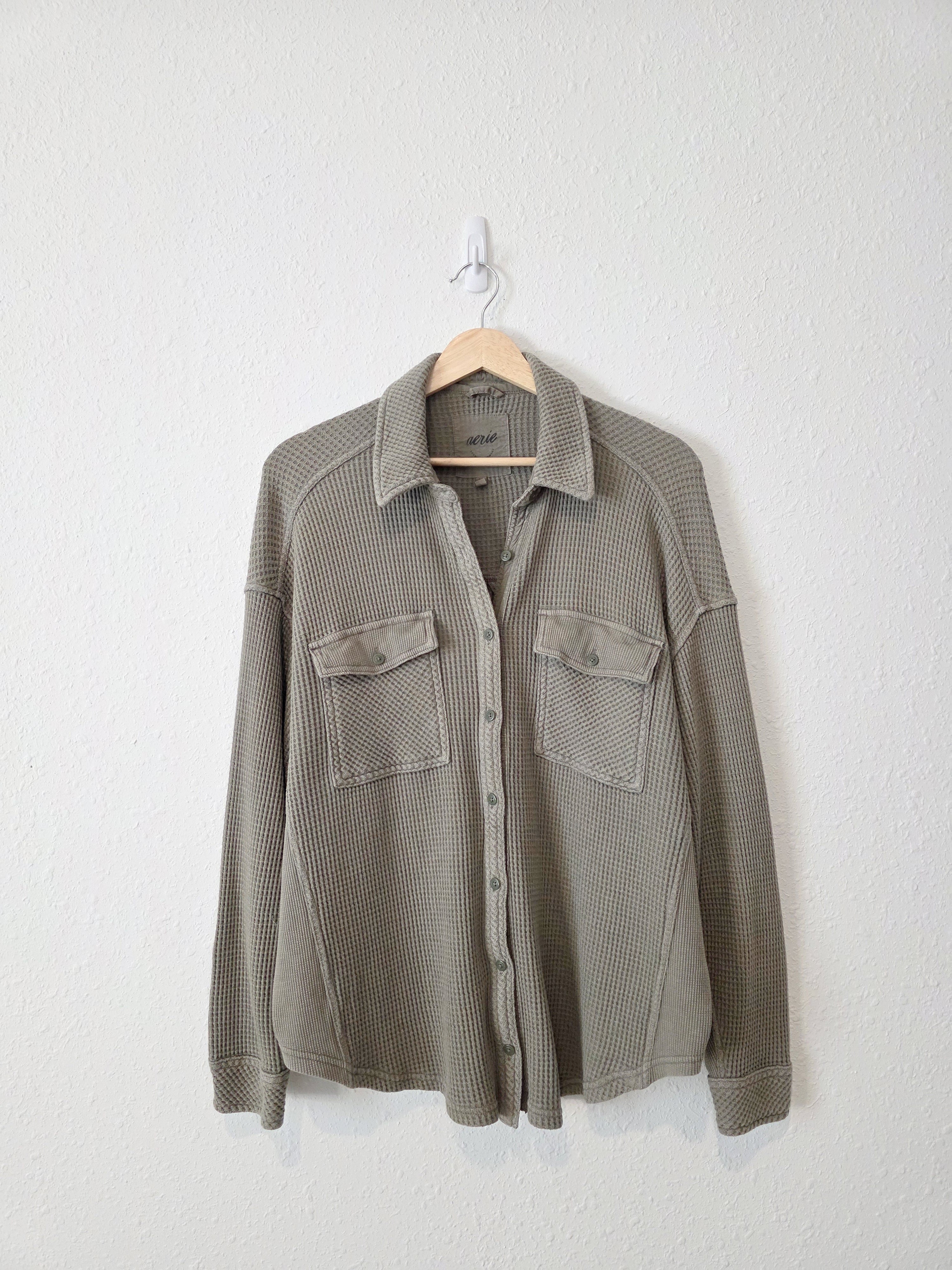 Aerie Oversized Waffle Shirt Jacket (S)