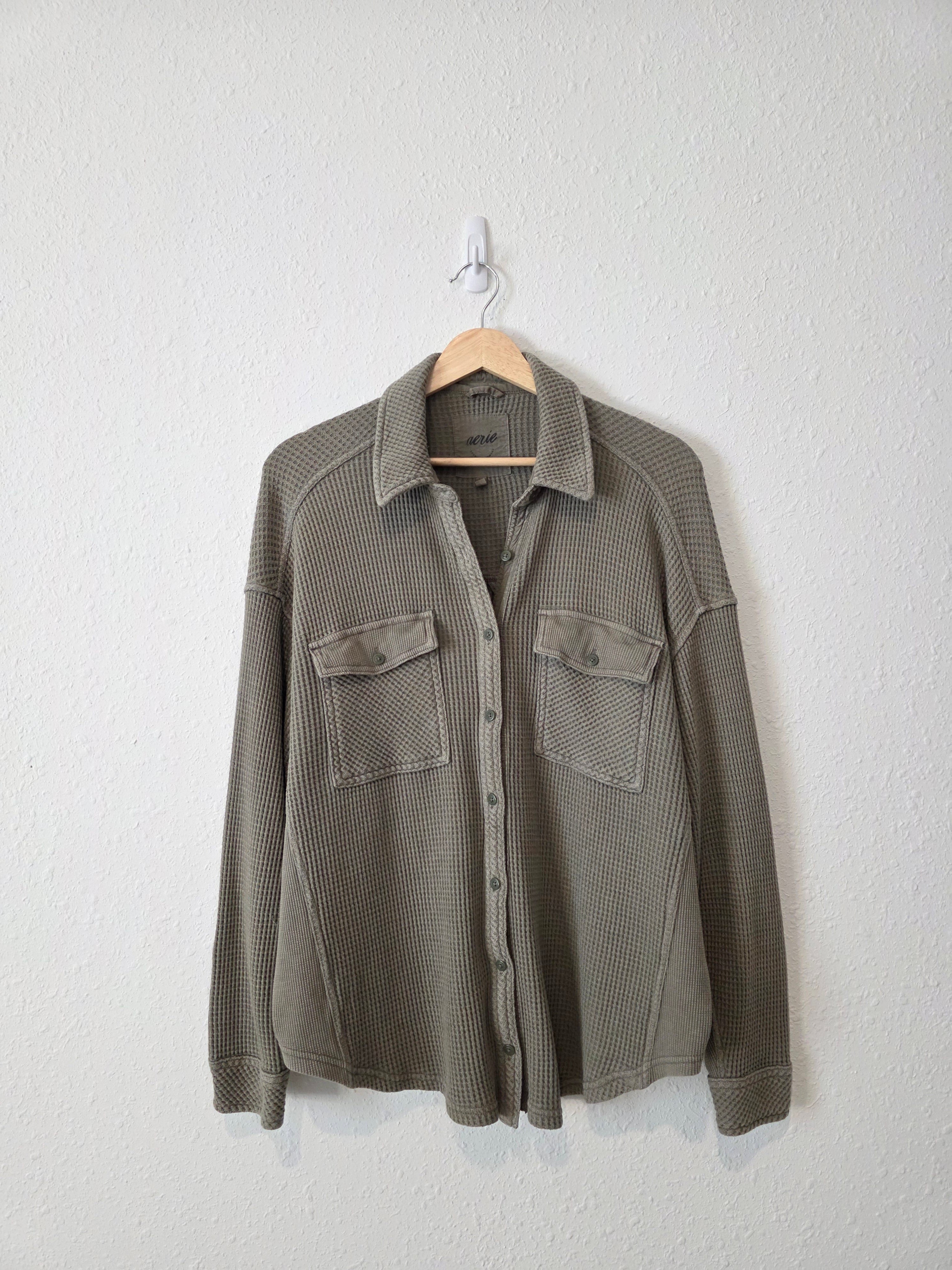 Aerie Oversized Waffle Shirt Jacket (S)