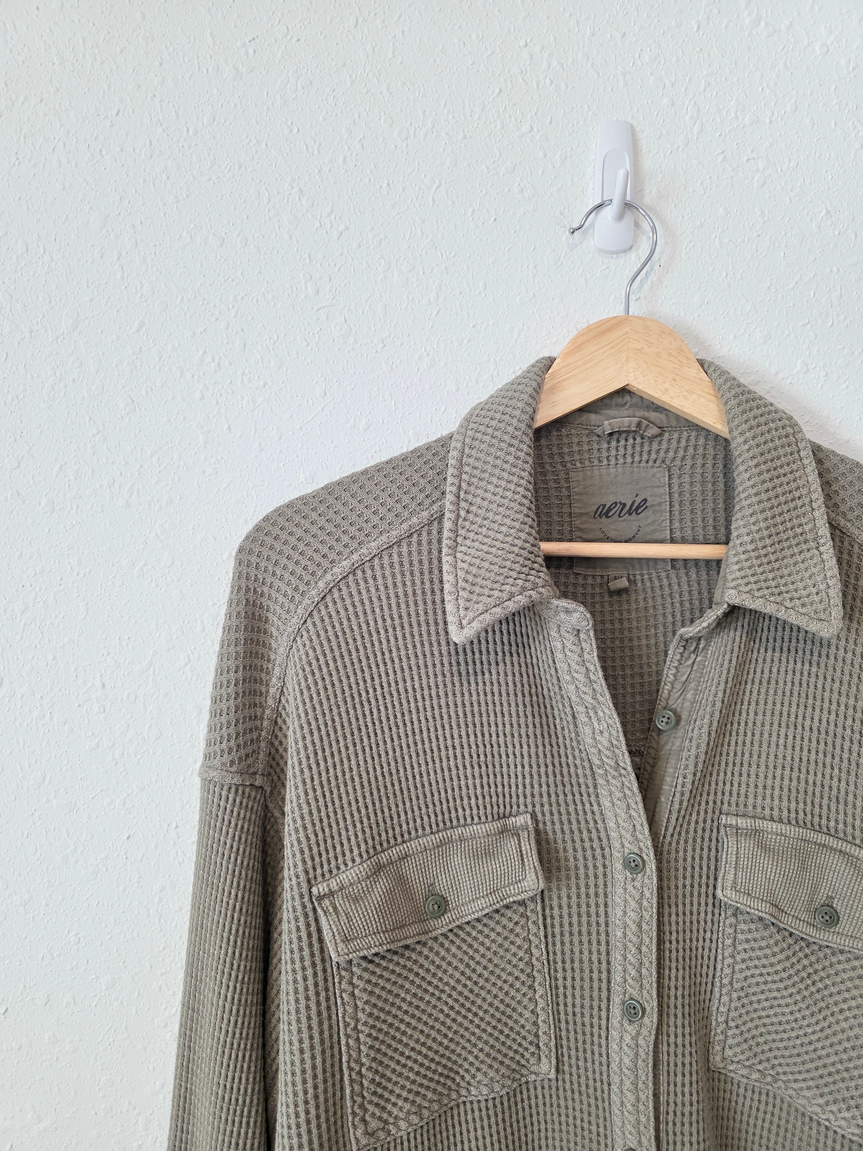 Aerie Oversized Waffle Shirt Jacket (S)