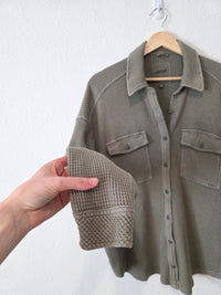 Aerie Oversized Waffle Shirt Jacket (S)