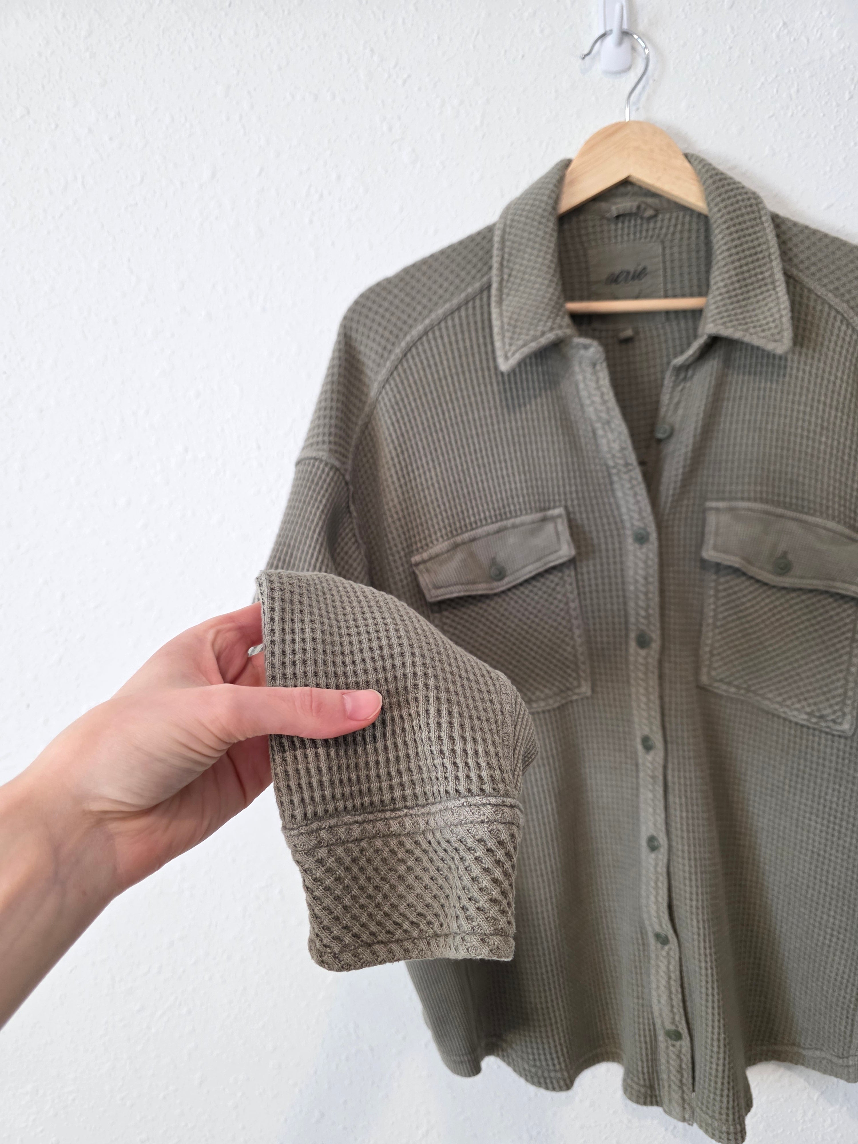 Aerie Oversized Waffle Shirt Jacket (S)