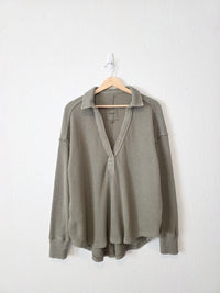 Aerie Green Waffle V Neck Sweater (M)