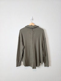 Aerie Green Waffle V Neck Sweater (M)