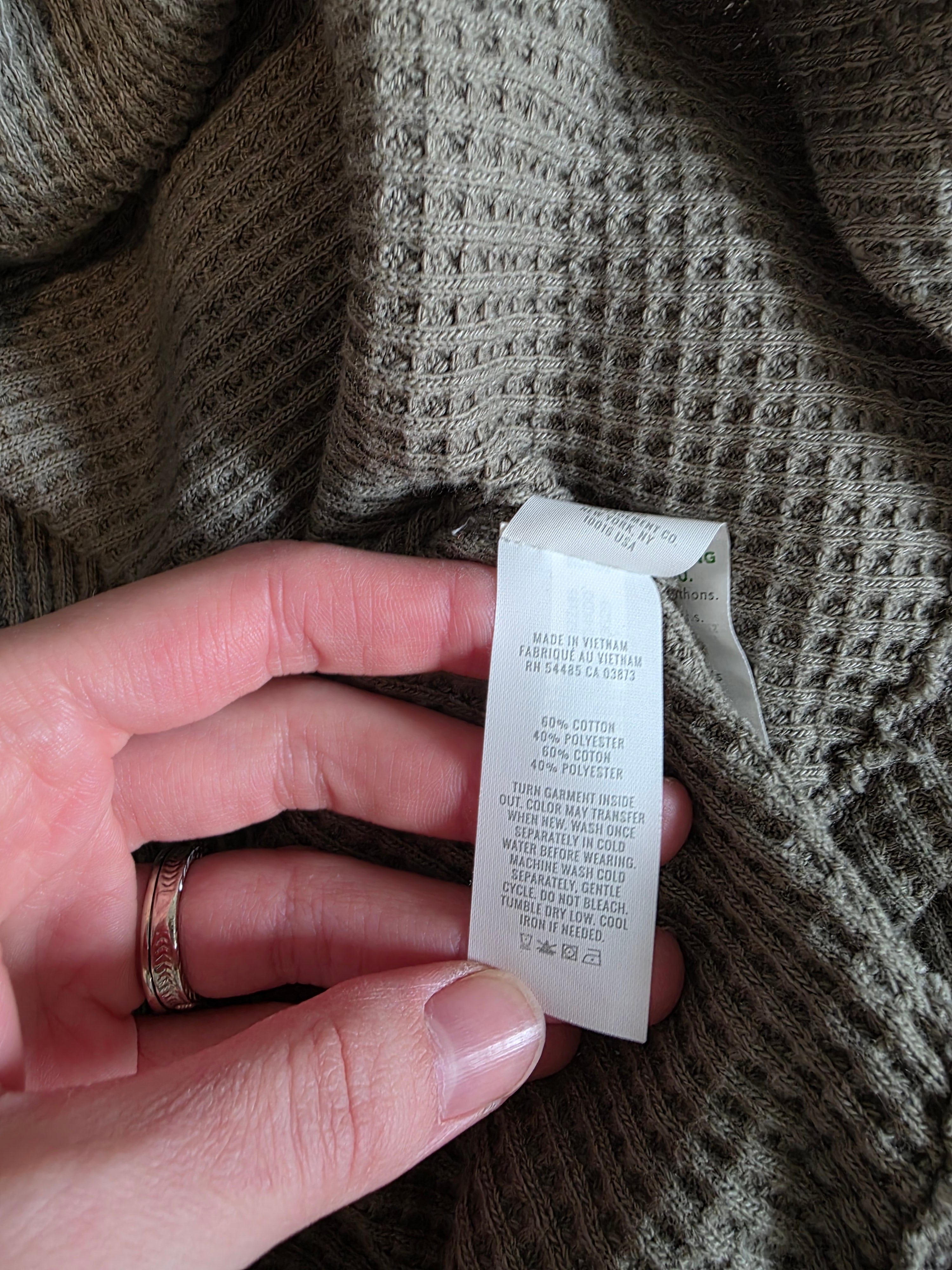 Aerie Green Waffle V Neck Sweater (M)