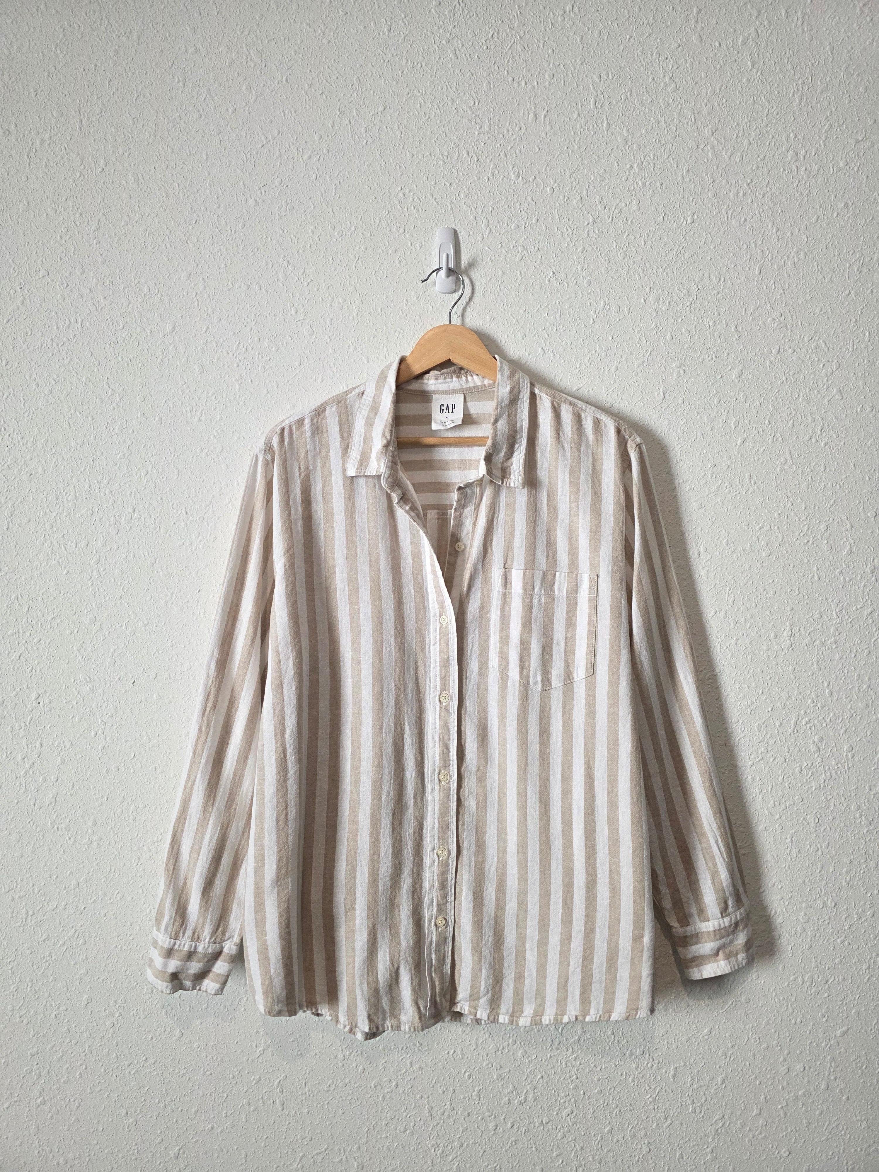Gap Striped Linen Cotton Button Up (XL)