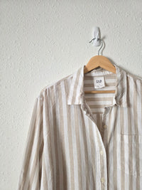 Gap Striped Linen Cotton Button Up (XL)