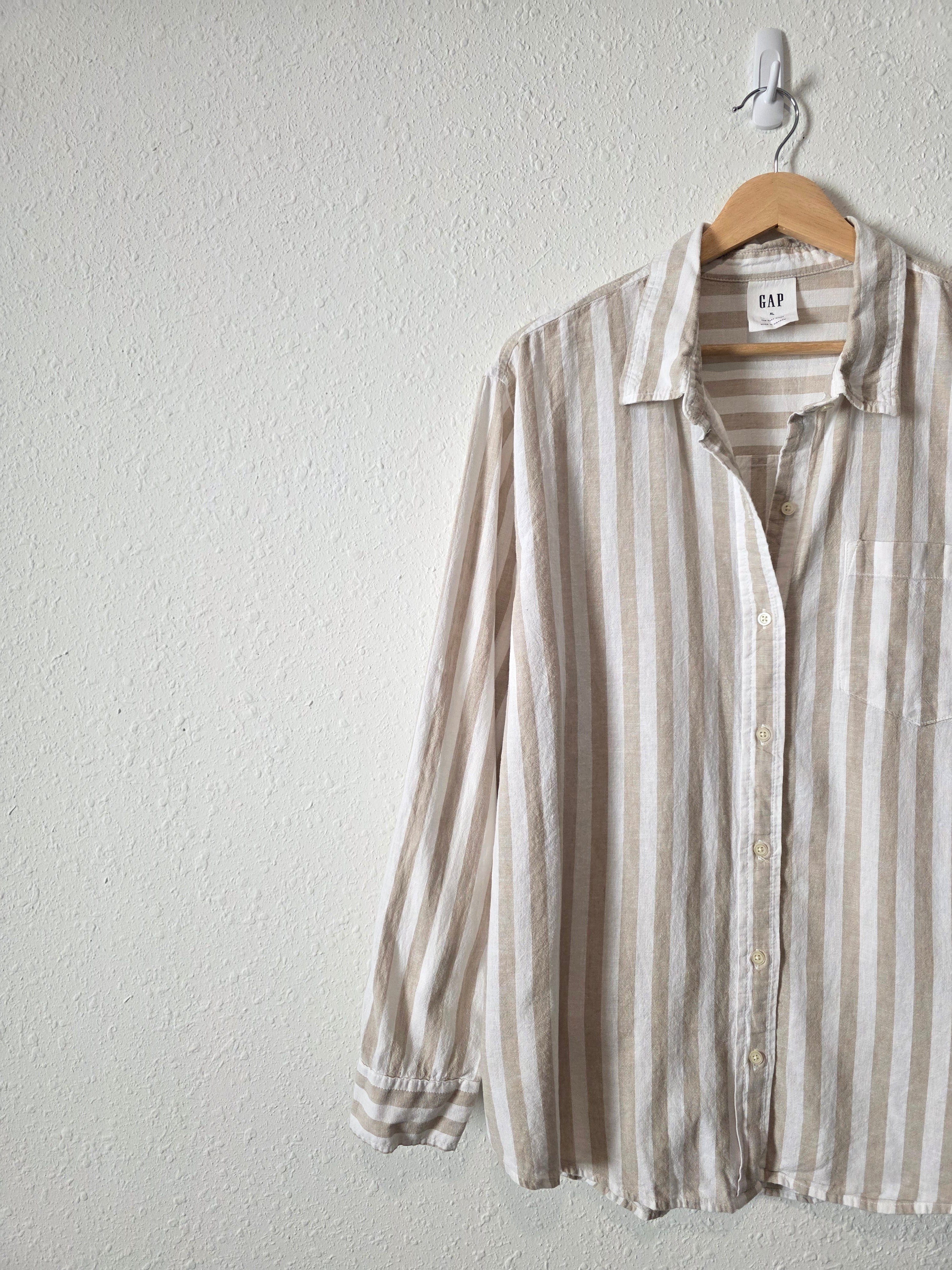Gap Striped Linen Cotton Button Up (XL)