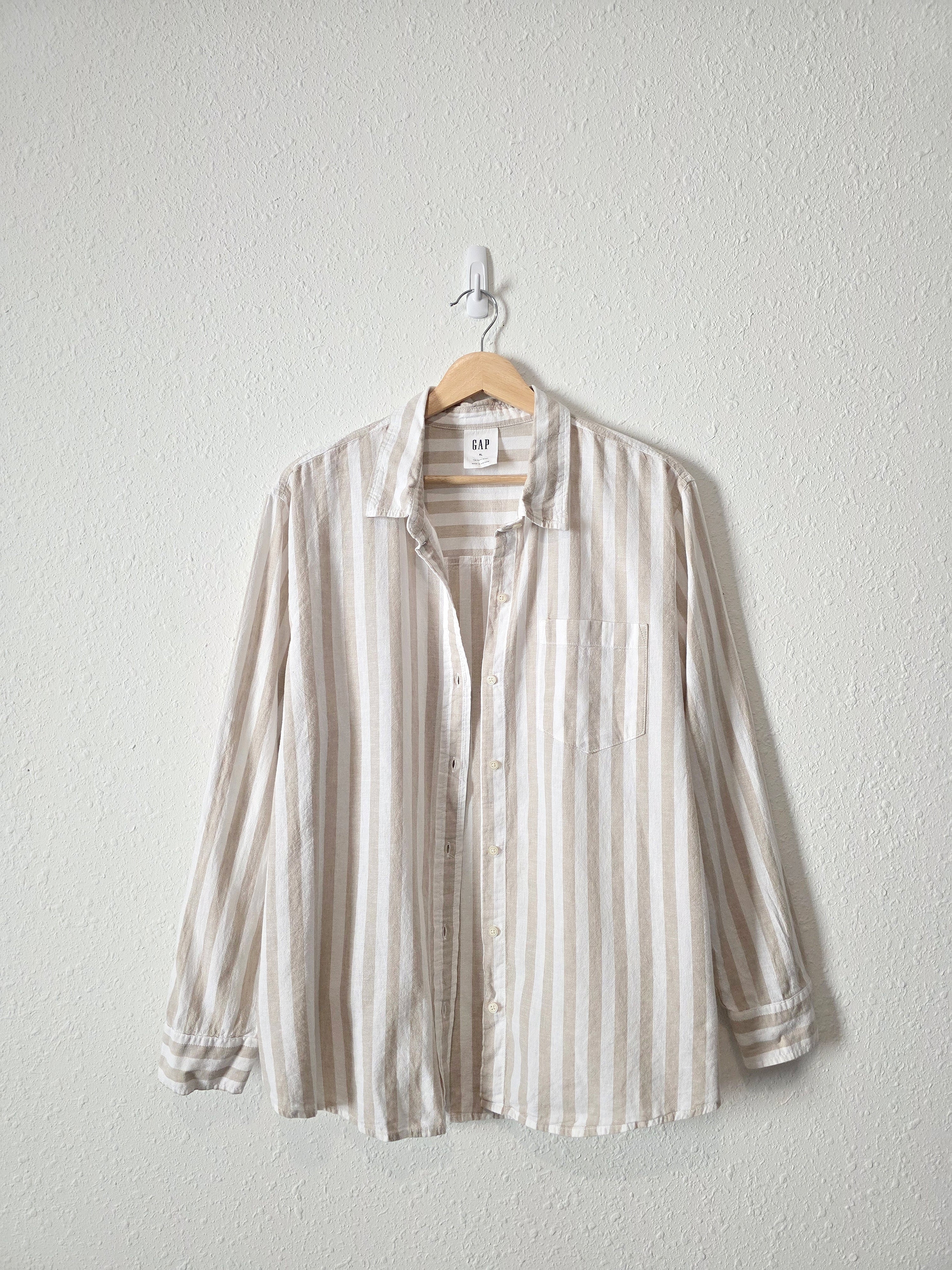 Gap Striped Linen Cotton Button Up (XL)