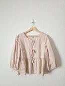 Striped Tie Front Babydoll Top (L)