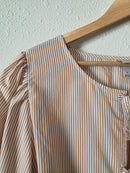Striped Tie Front Babydoll Top (L)
