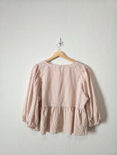 Striped Tie Front Babydoll Top (L)