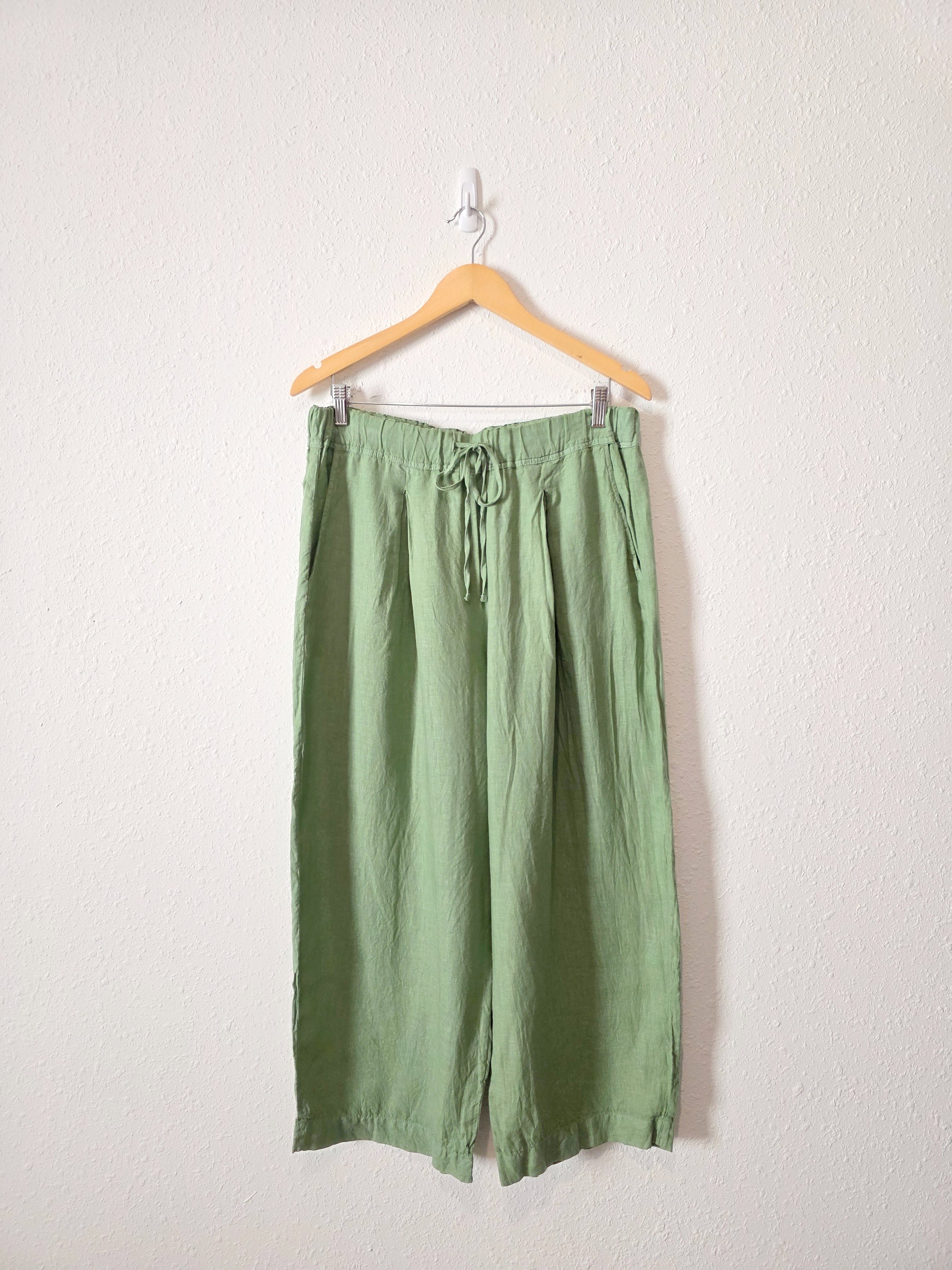 Green Wide Leg Linen Pants (M)