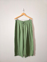 Green Wide Leg Linen Pants (M)