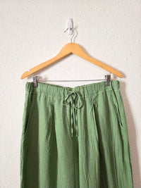 Green Wide Leg Linen Pants (M)