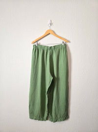 Green Wide Leg Linen Pants (M)