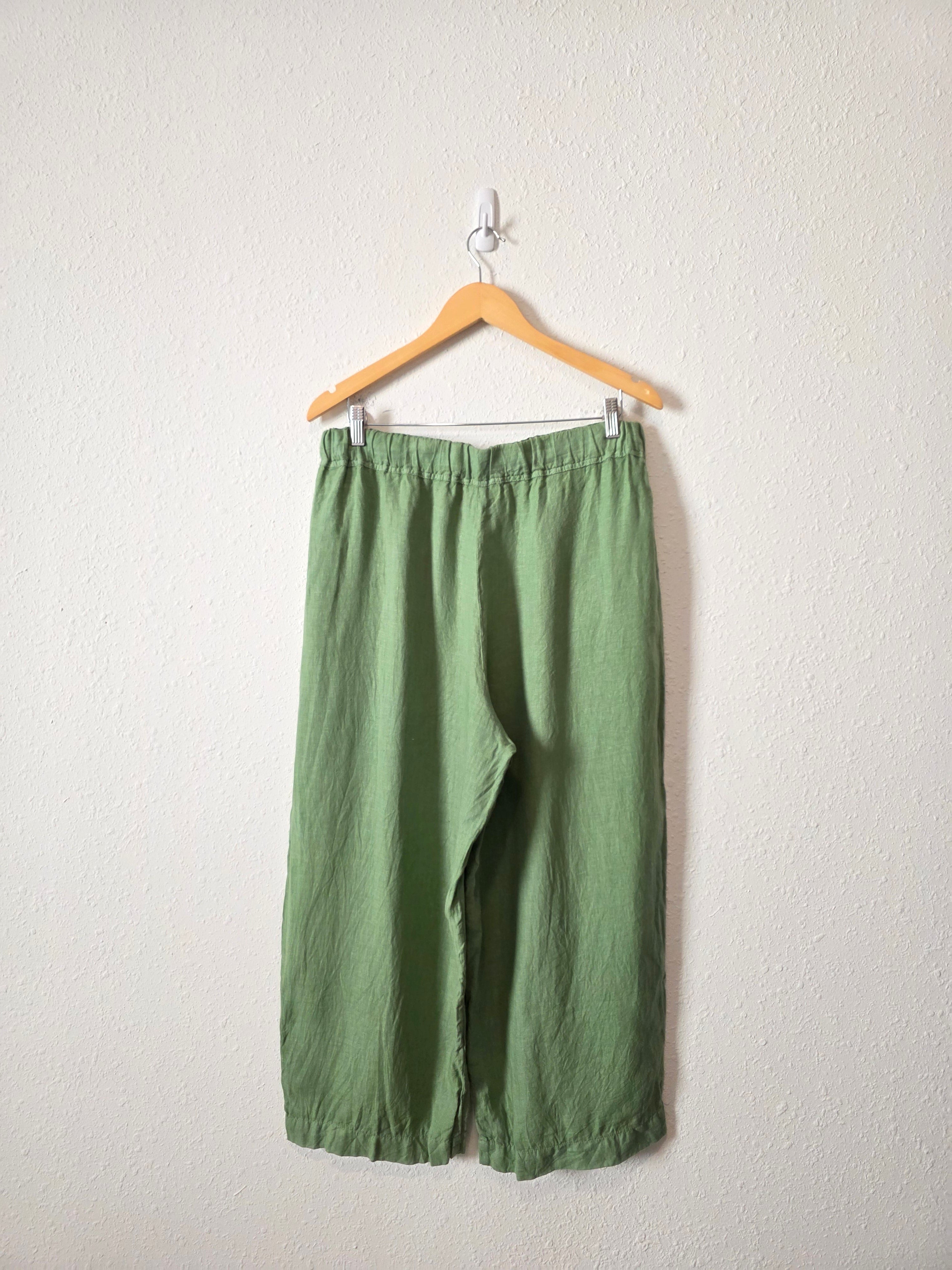 Green Wide Leg Linen Pants (M)
