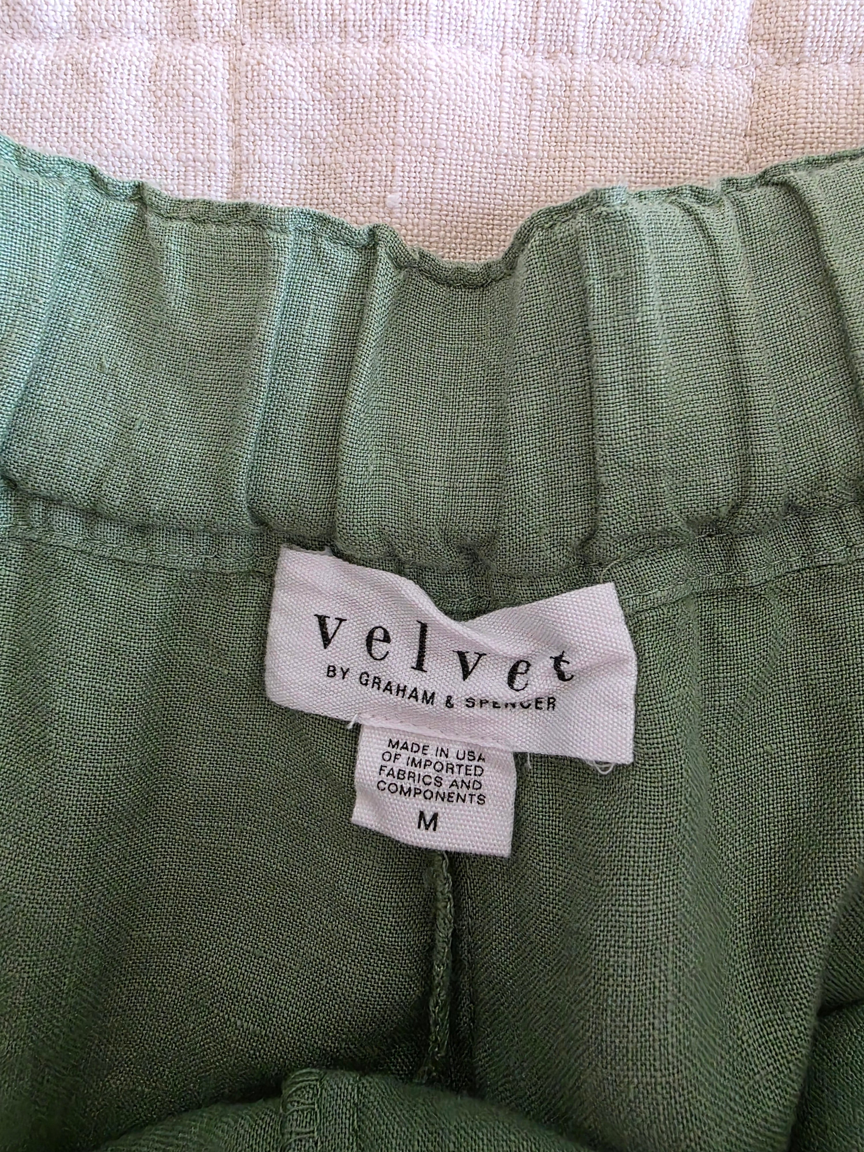 Green Wide Leg Linen Pants (M)
