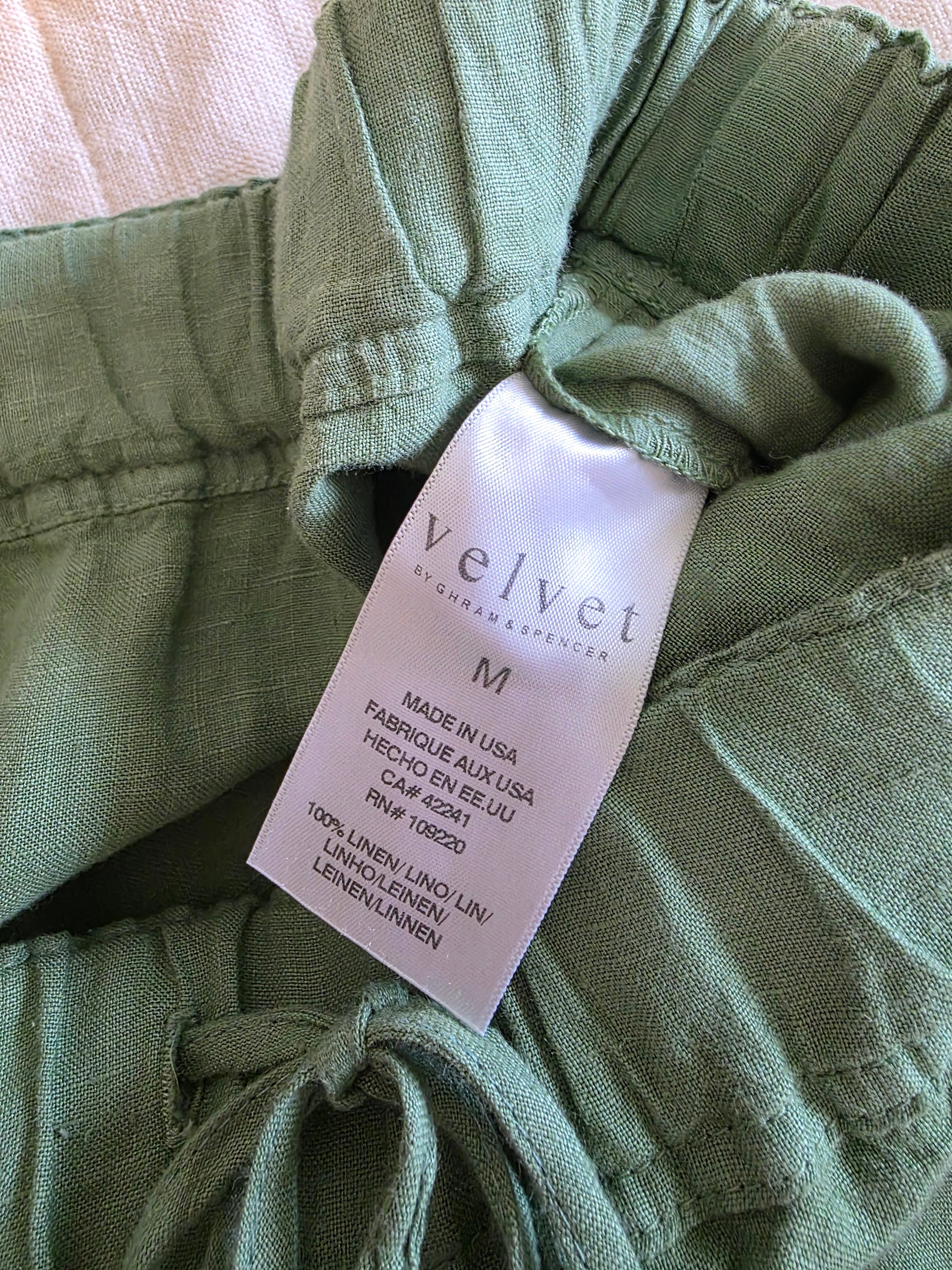 Green Wide Leg Linen Pants (M)