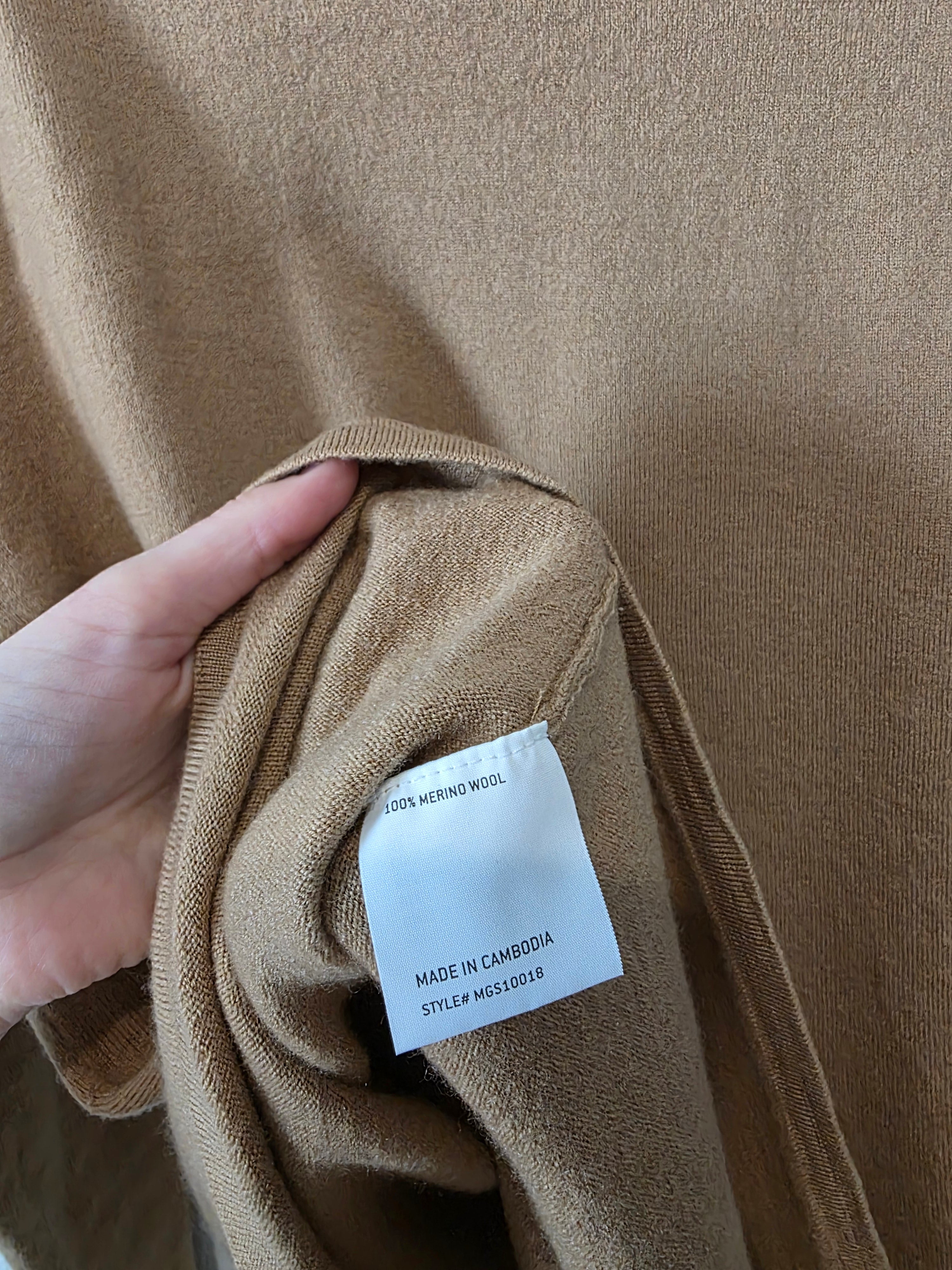 Camel Merino Wool Crewneck Sweater (XXL)