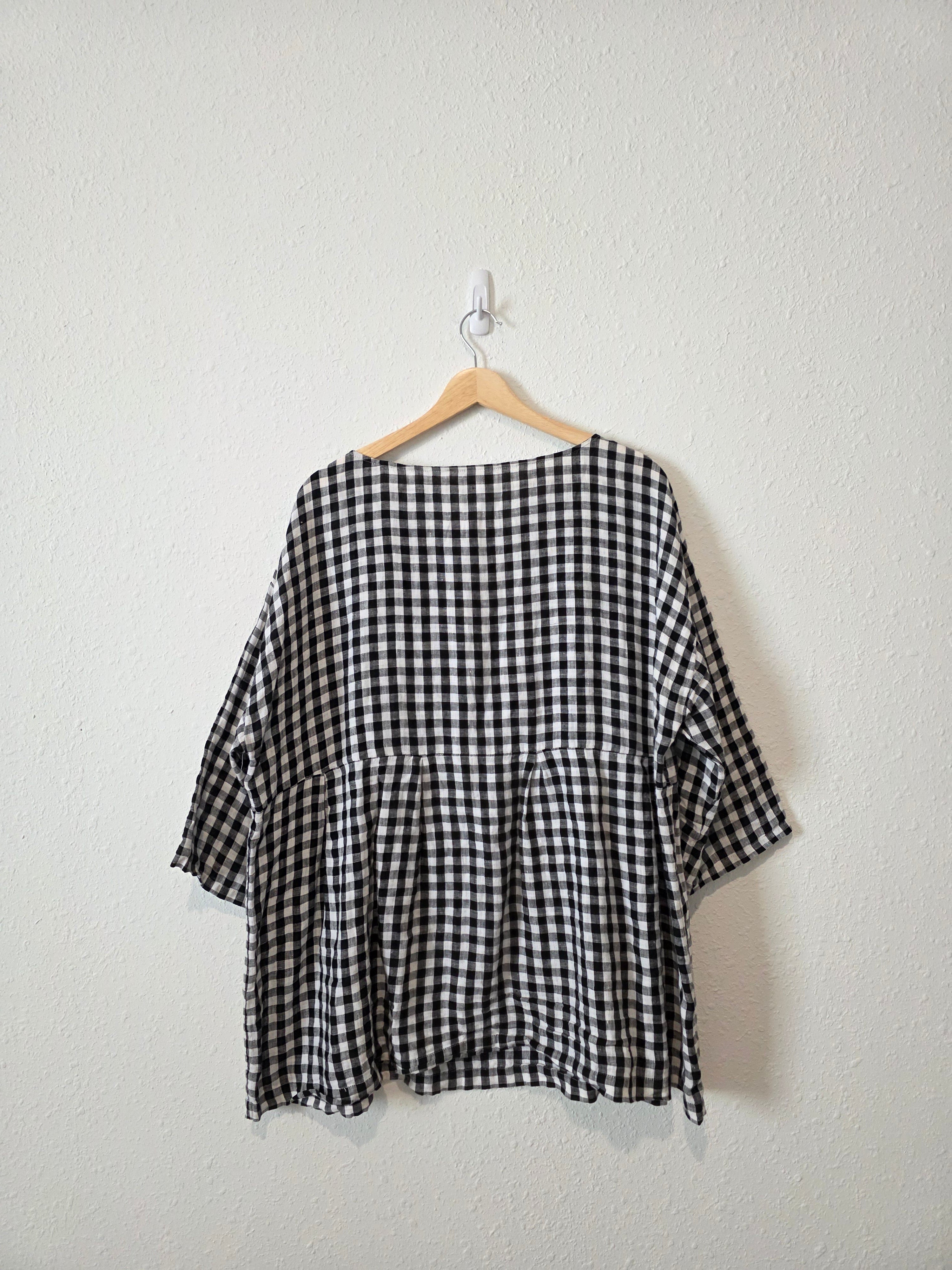 Eileen Fisher Gingham Linen Tunic (L)