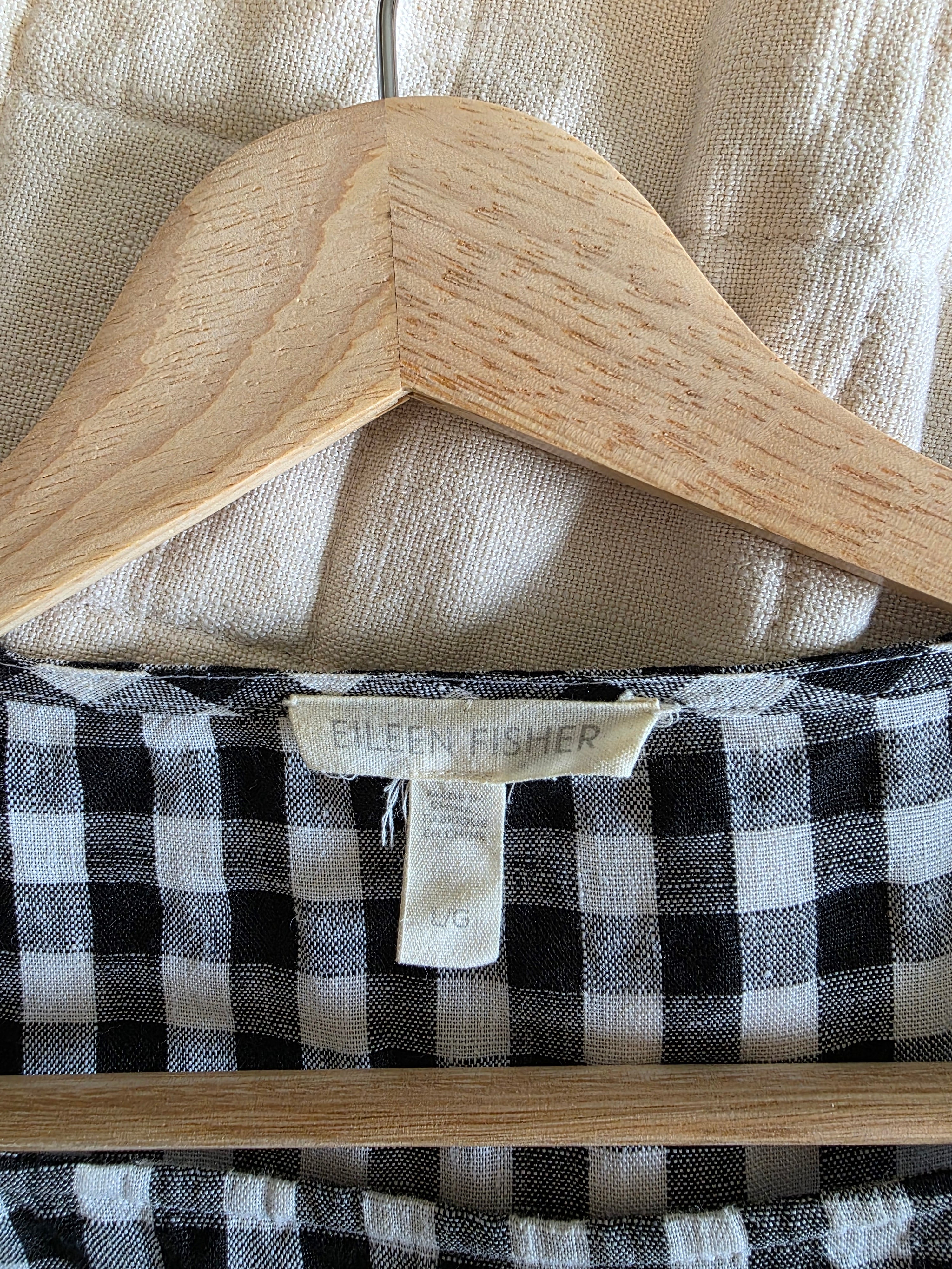 Eileen Fisher Gingham Linen Tunic (L)