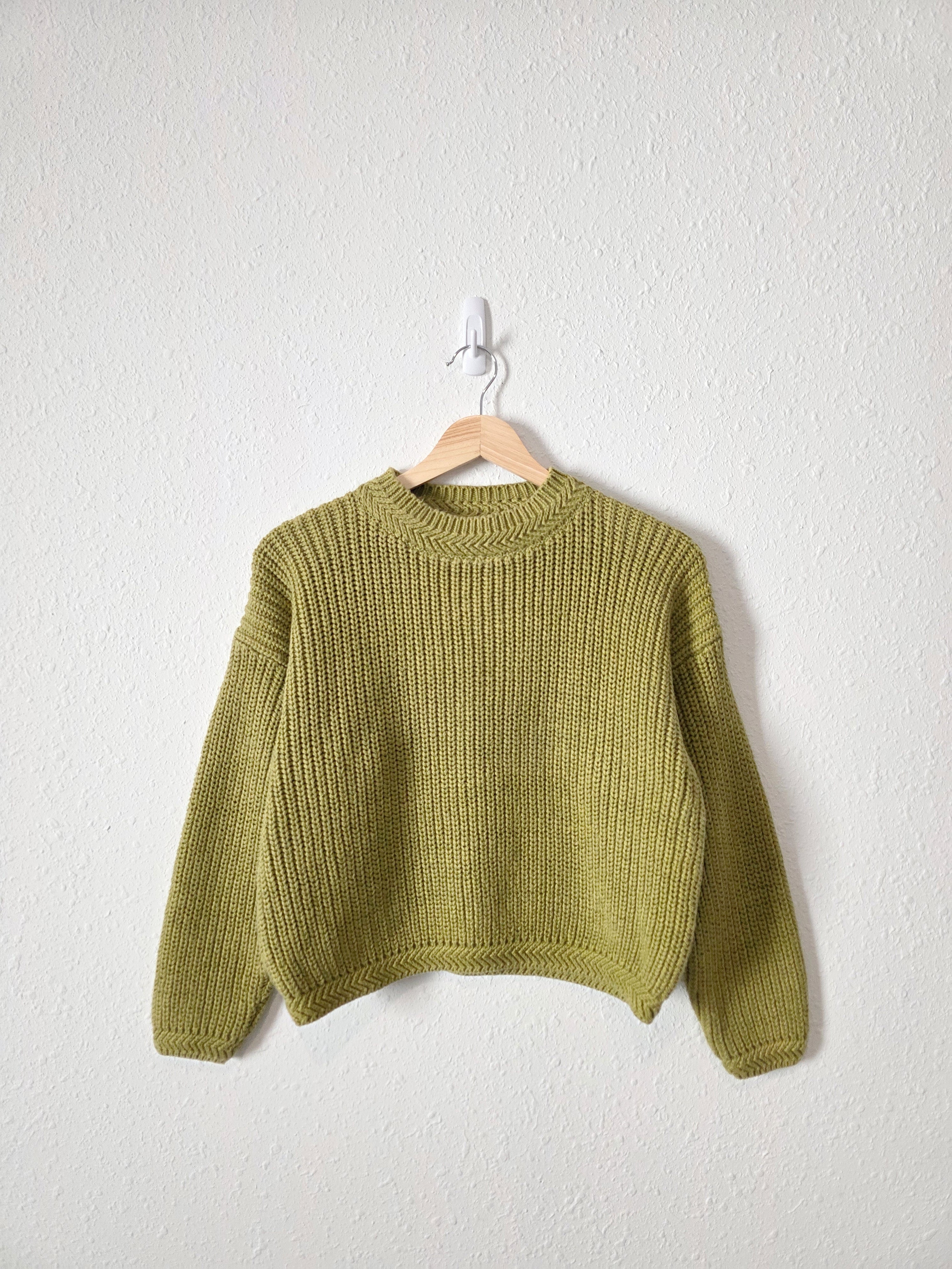 Vintage Avocado Cotton Sweater (XS)