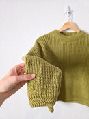 Vintage Avocado Cotton Sweater (XS)