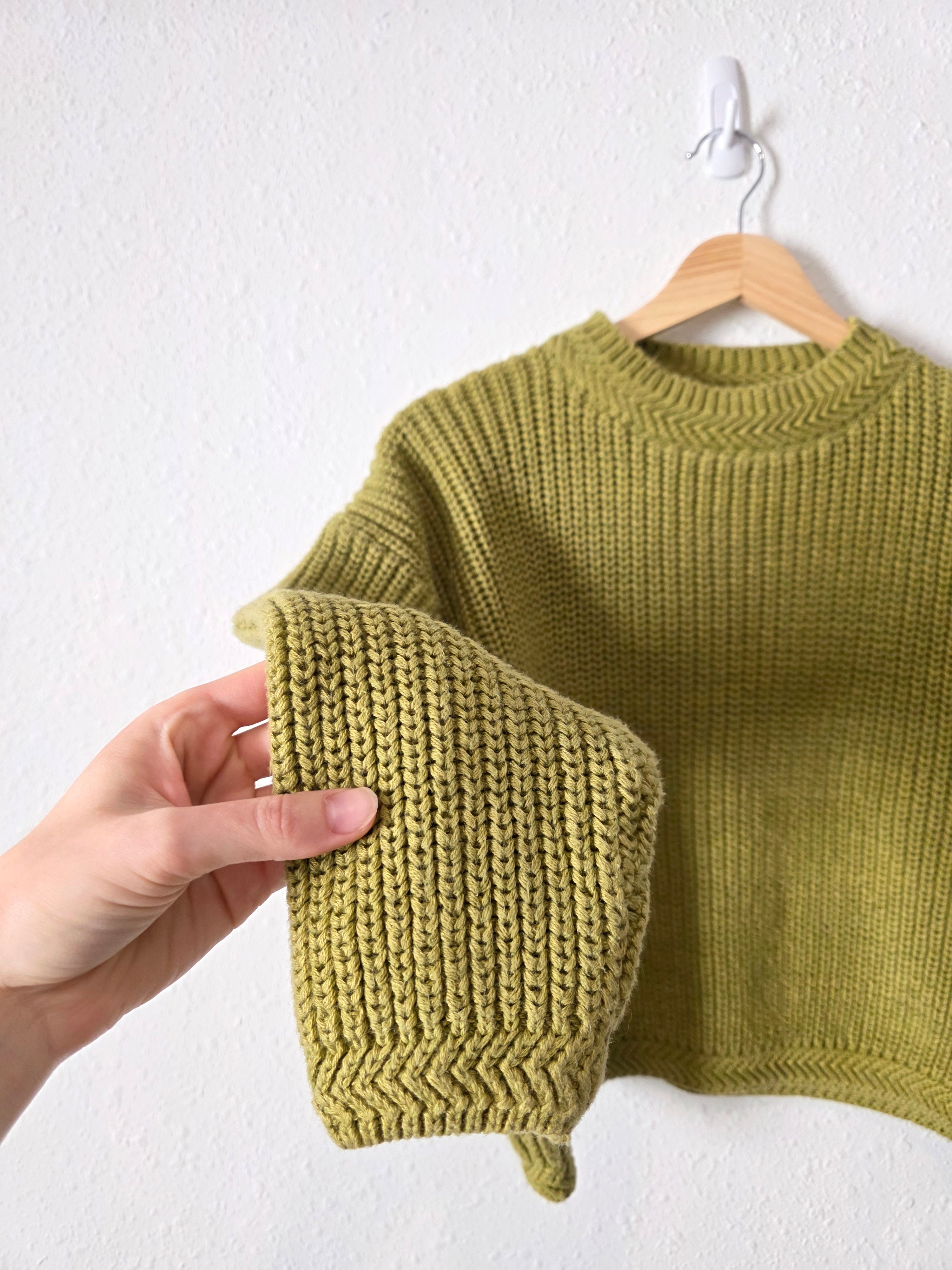 Vintage Avocado Cotton Sweater (XS)