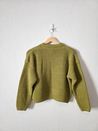 Vintage Avocado Cotton Sweater (XS)