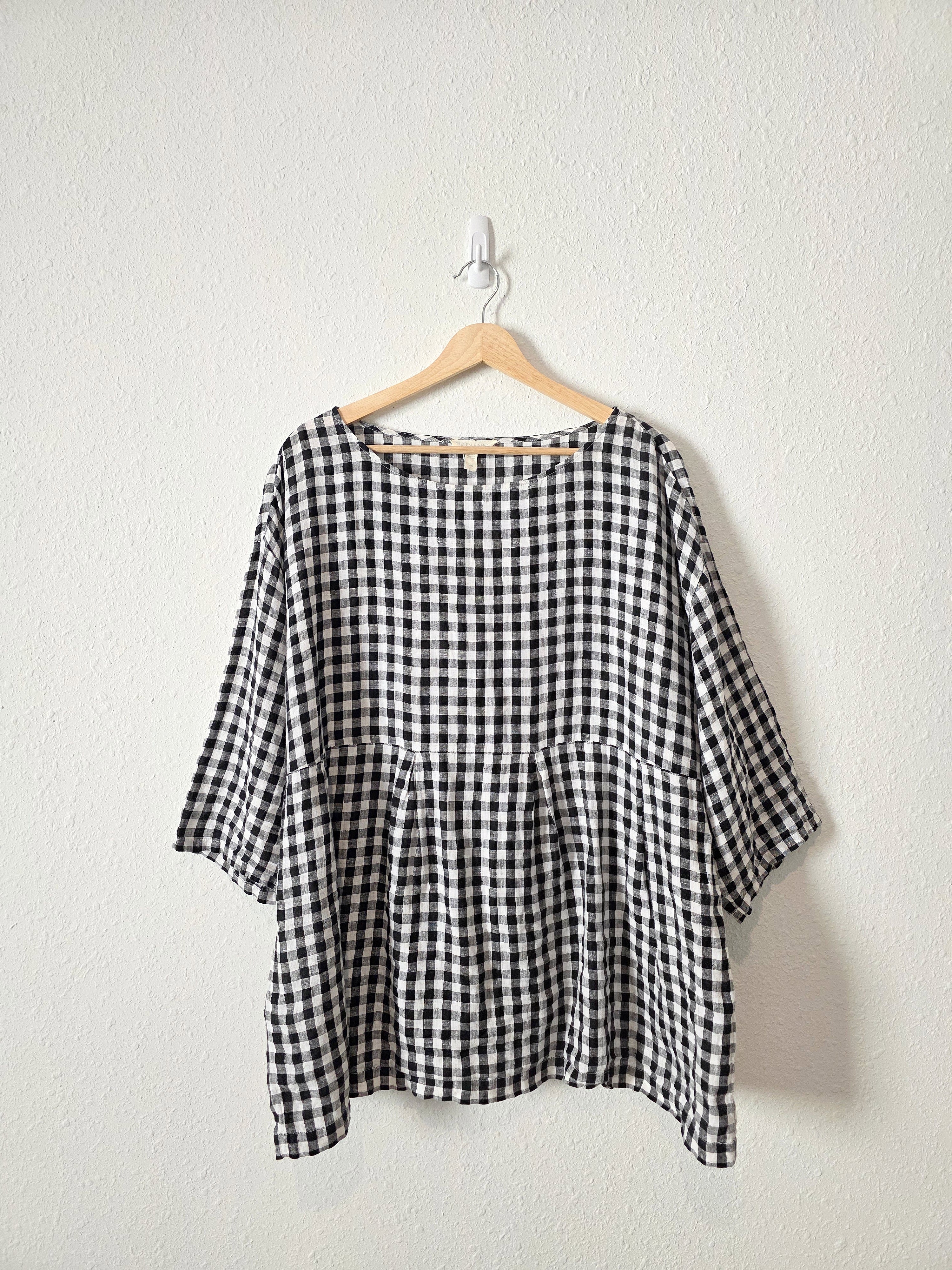 Eileen Fisher Gingham Linen Tunic (L)