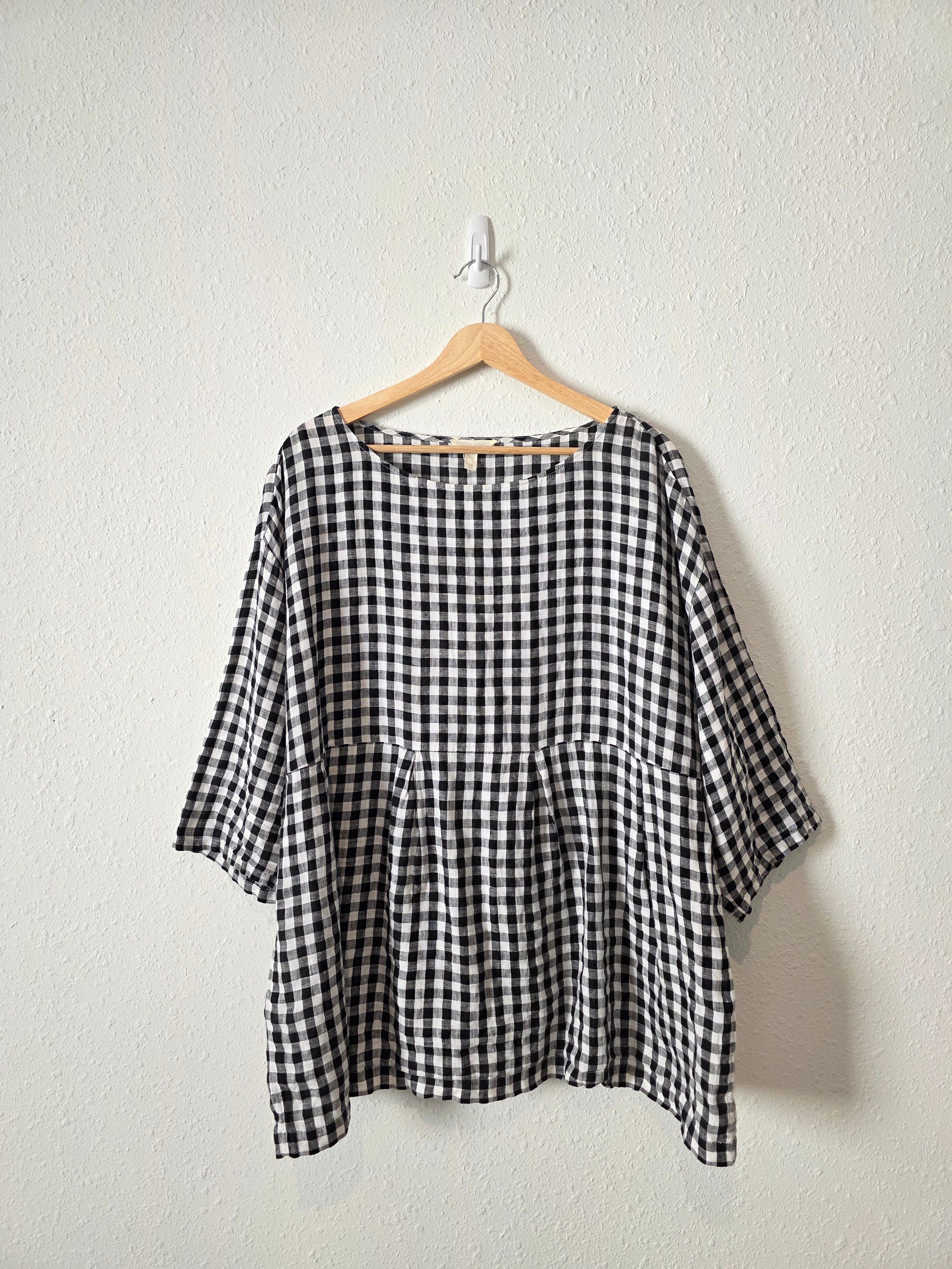 Eileen Fisher Gingham Linen Tunic (L)