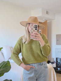 Vintage Avocado Cotton Sweater (XS)