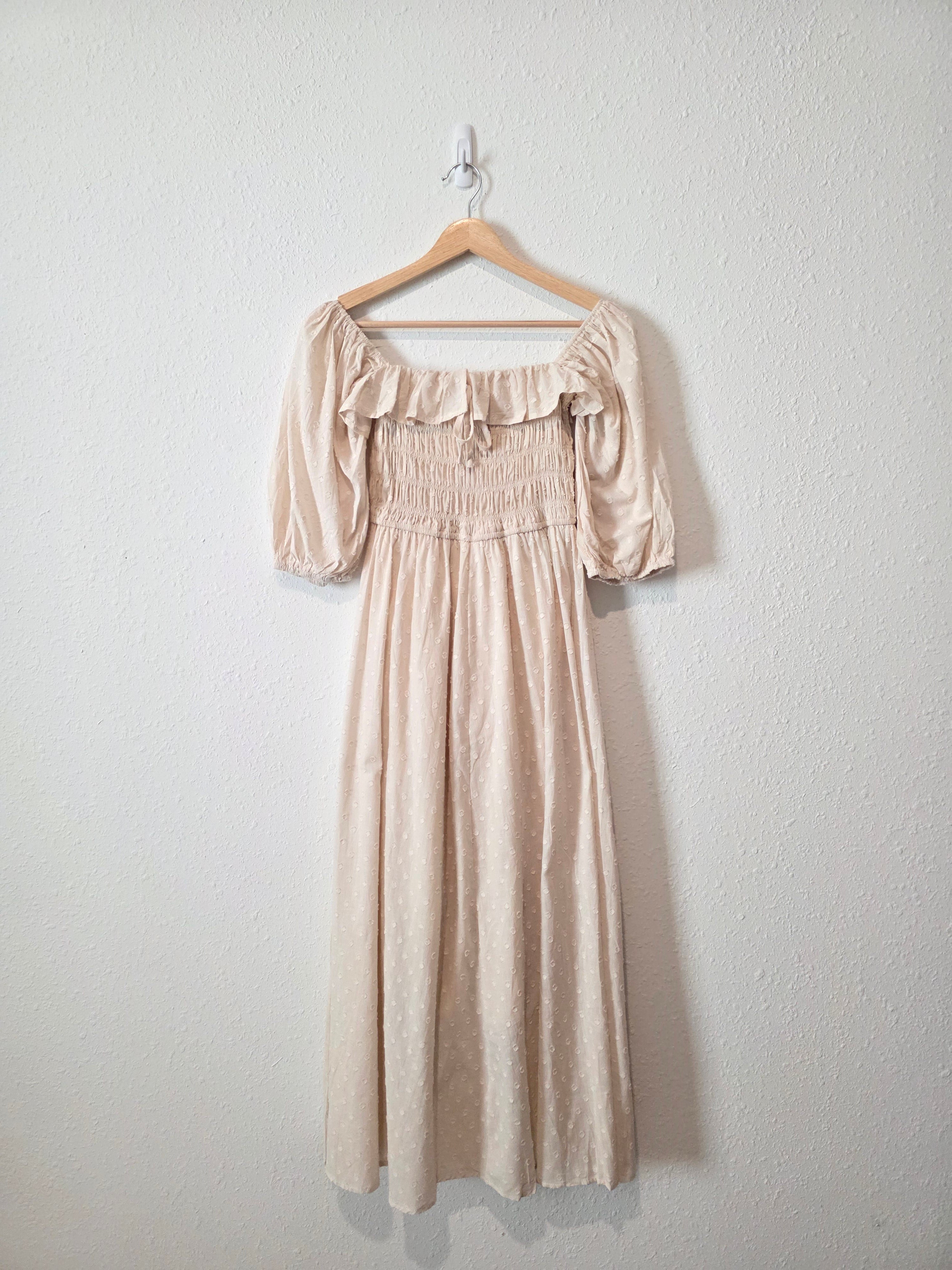 NEW Cotton Smocked Puff Sleeve Dress (S)