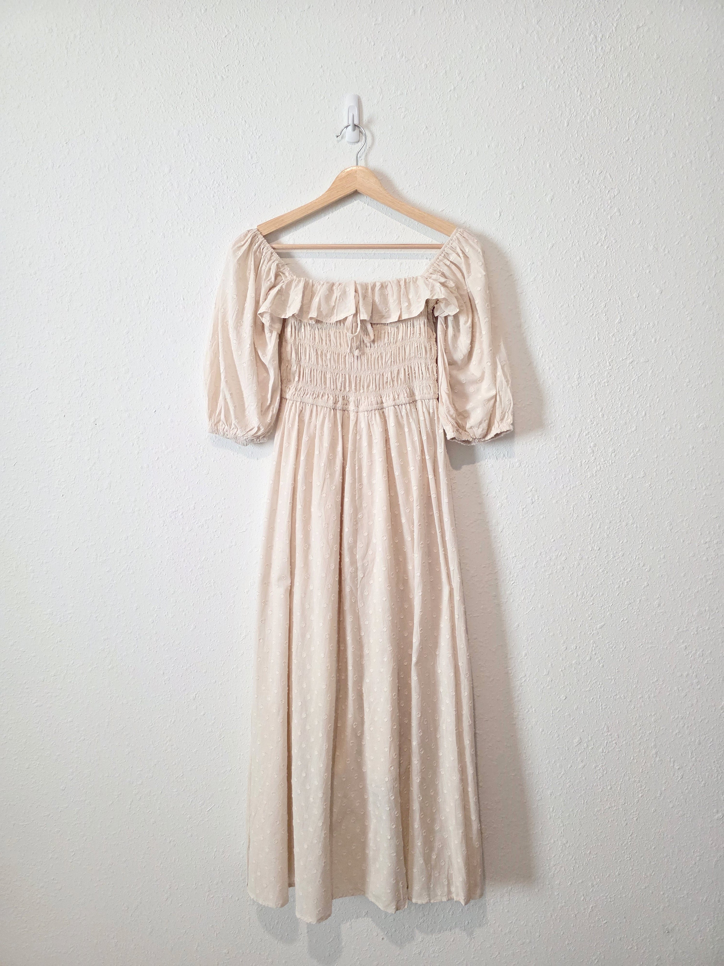 NEW Cotton Smocked Puff Sleeve Dress (S)