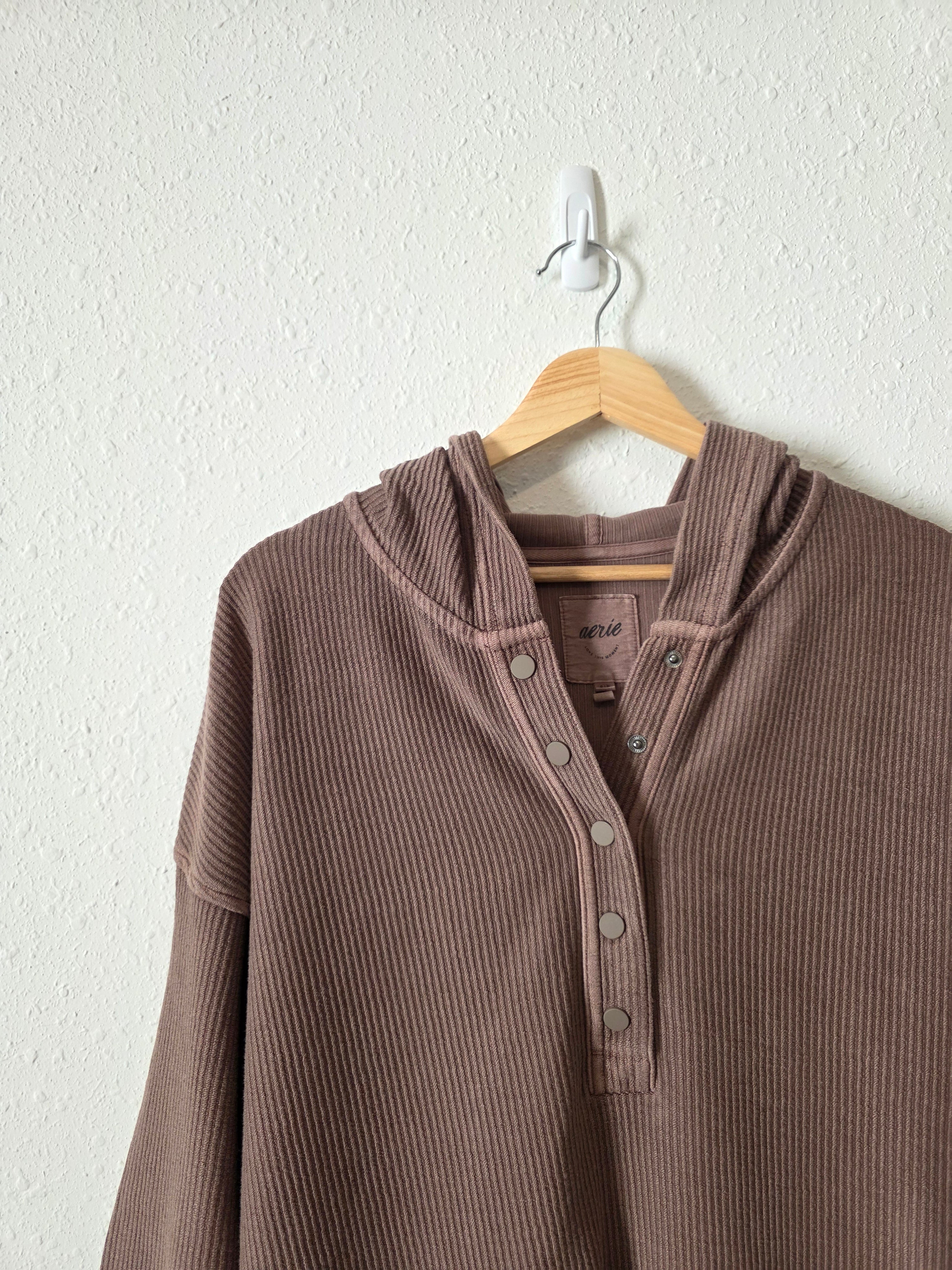 Aerie Brown Ribbed Sweatshirt (S)
