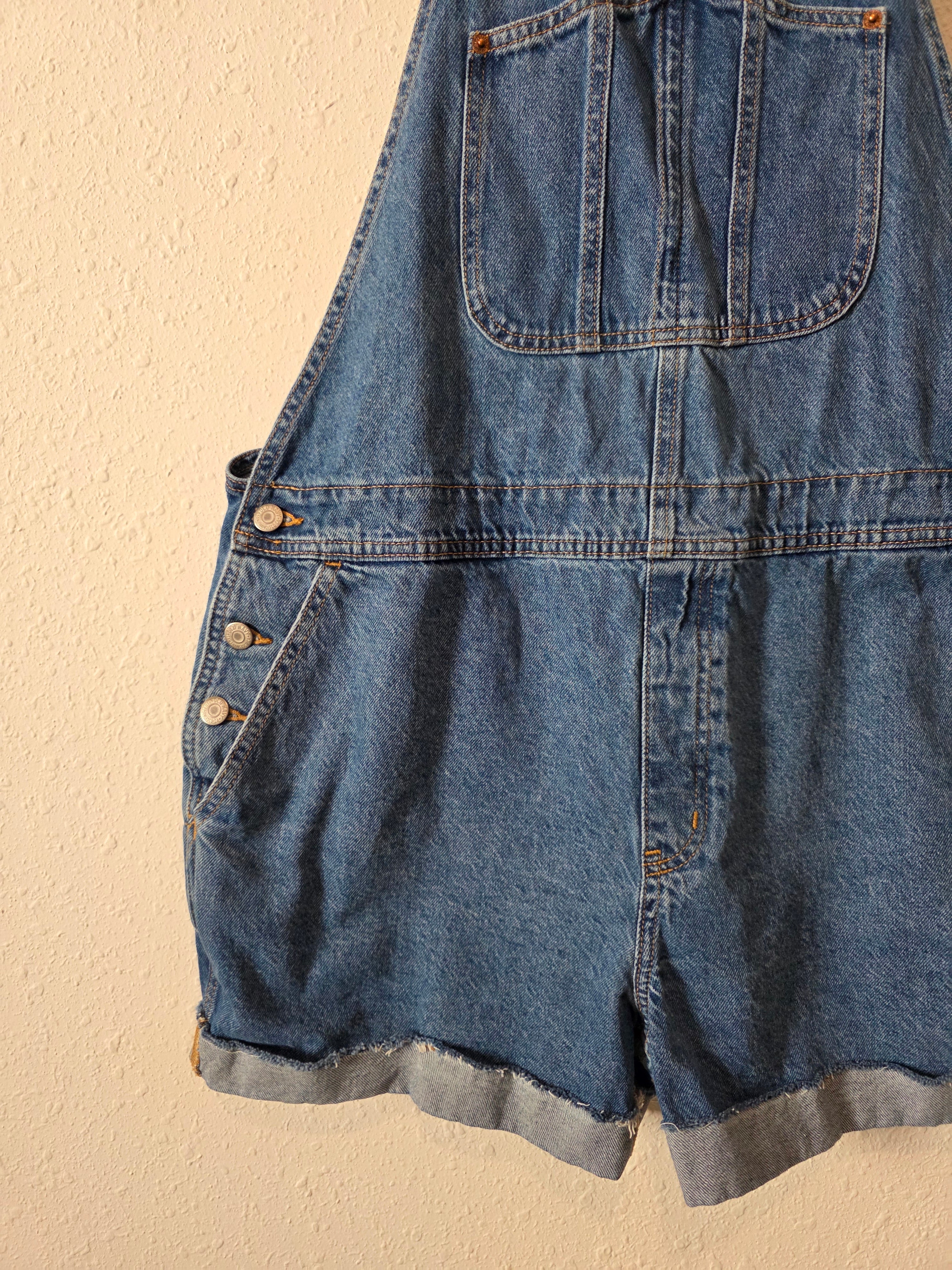 Relaxed Denim Shortalls (XL)