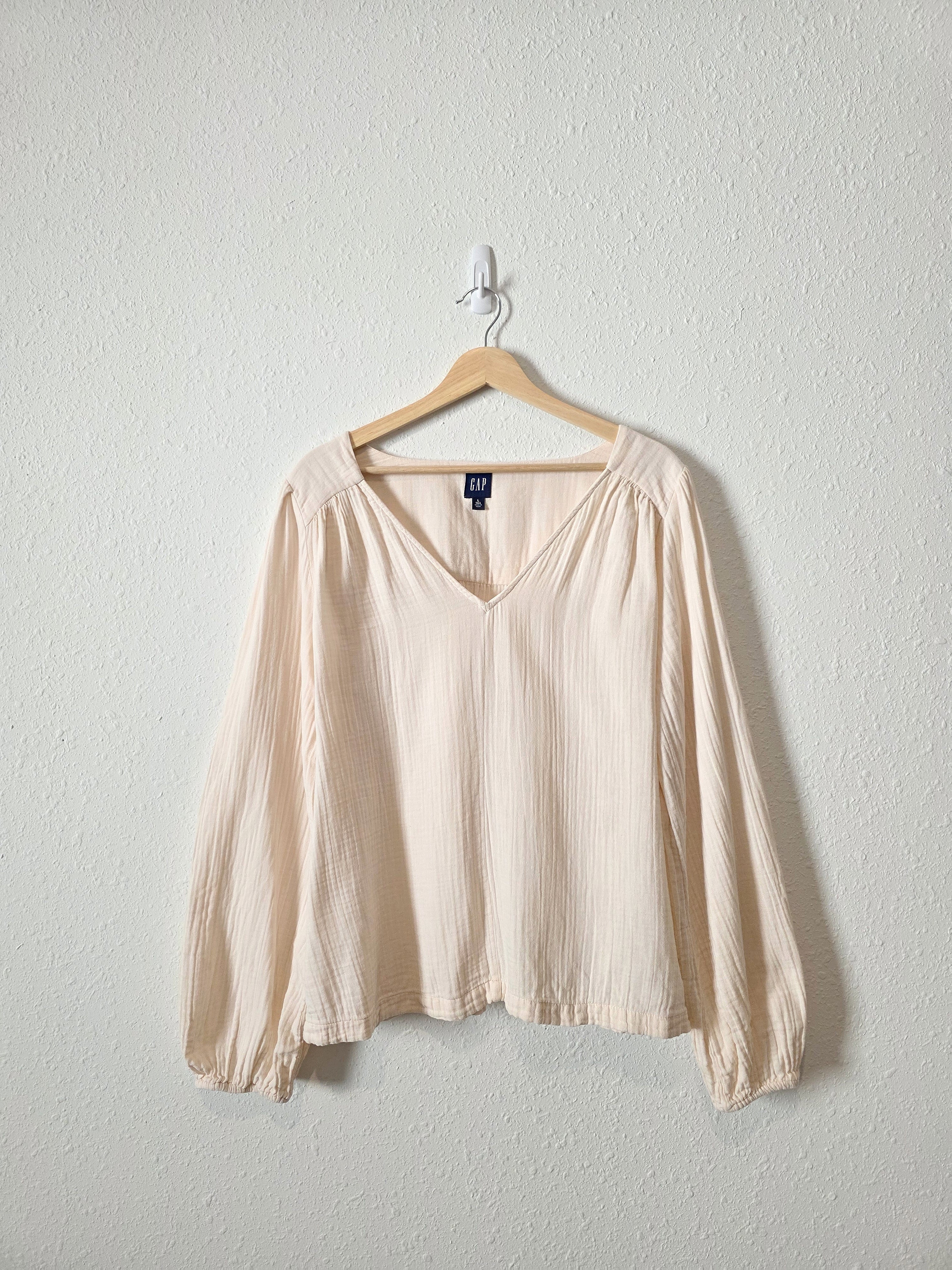 Gap Cotton Gauze Puff Sleeve Top (L tall)