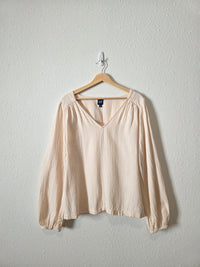 Gap Cotton Gauze Puff Sleeve Top (L tall)