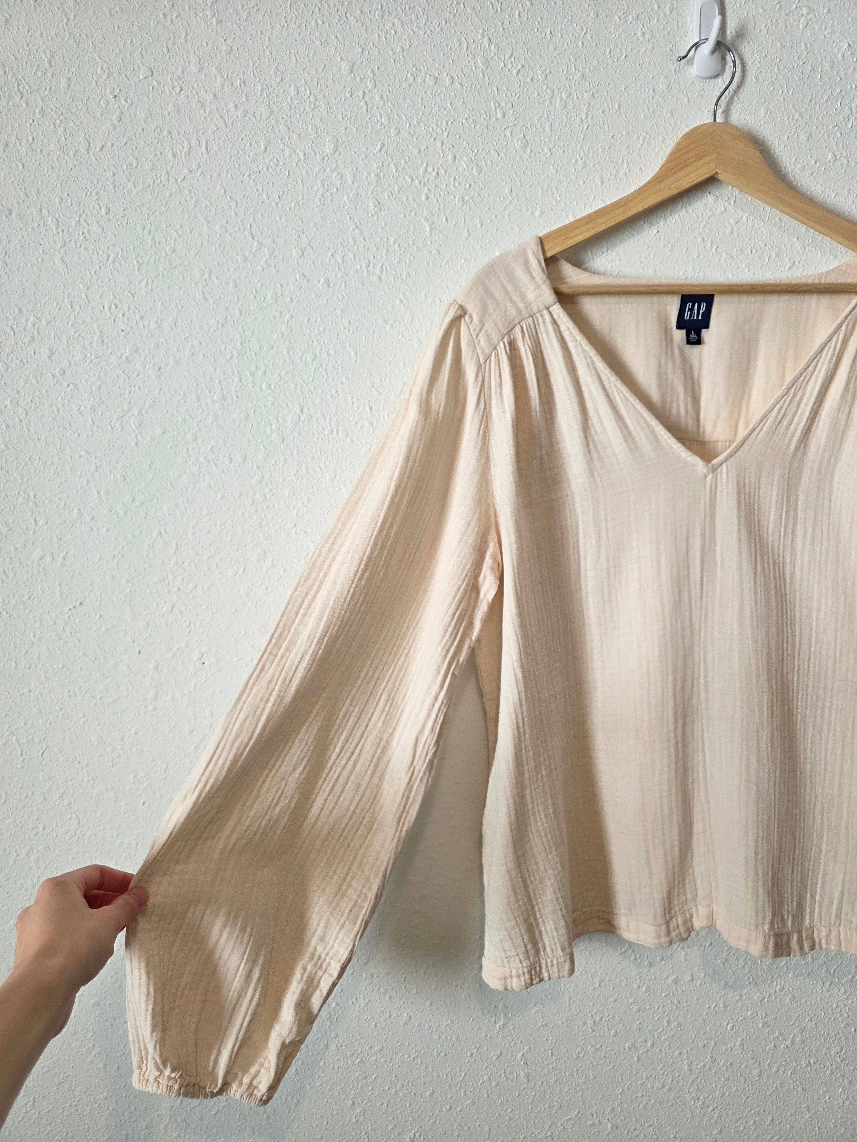 Gap Cotton Gauze Puff Sleeve Top (L tall)