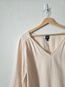 Gap Cotton Gauze Puff Sleeve Top (L tall)