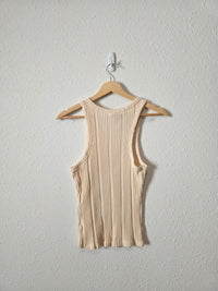 Anthropologie Cream Ribbed Tank (S)