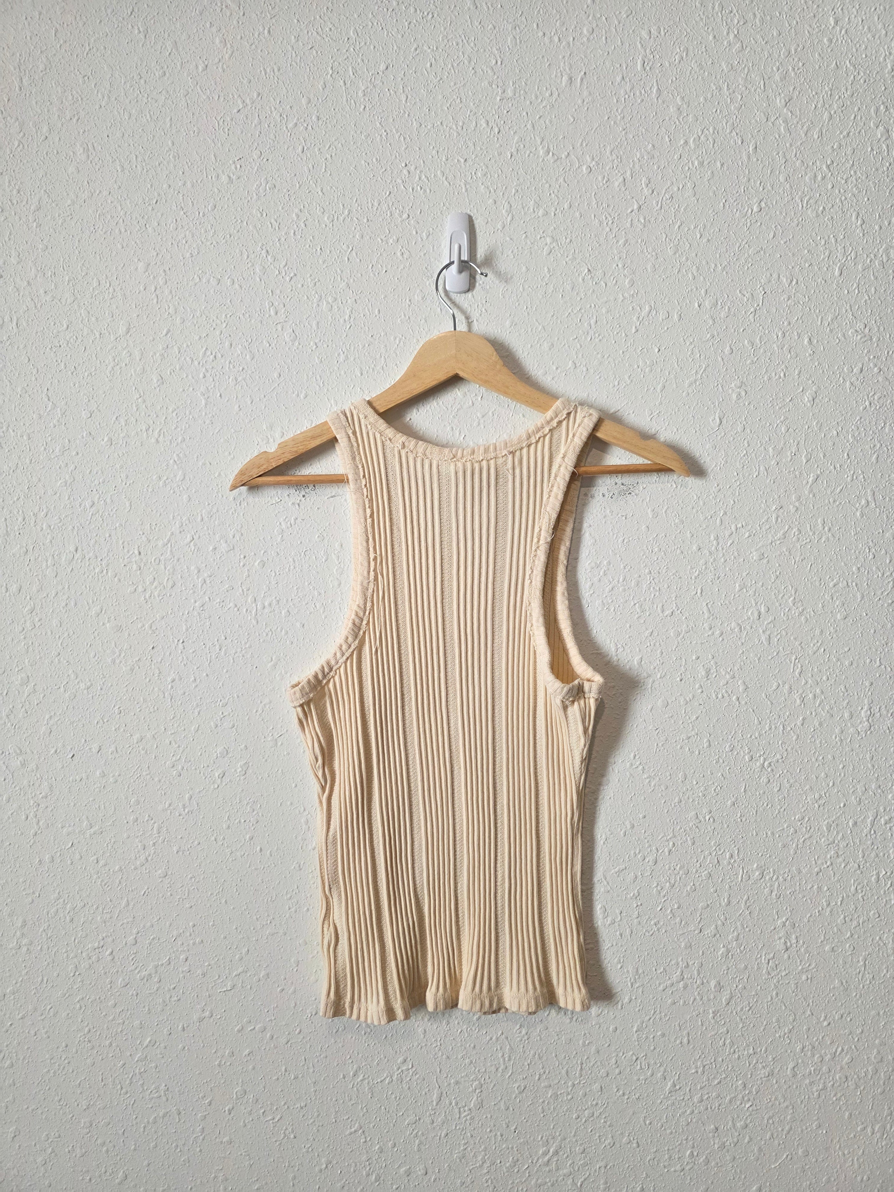 Anthropologie Cream Ribbed Tank (S)