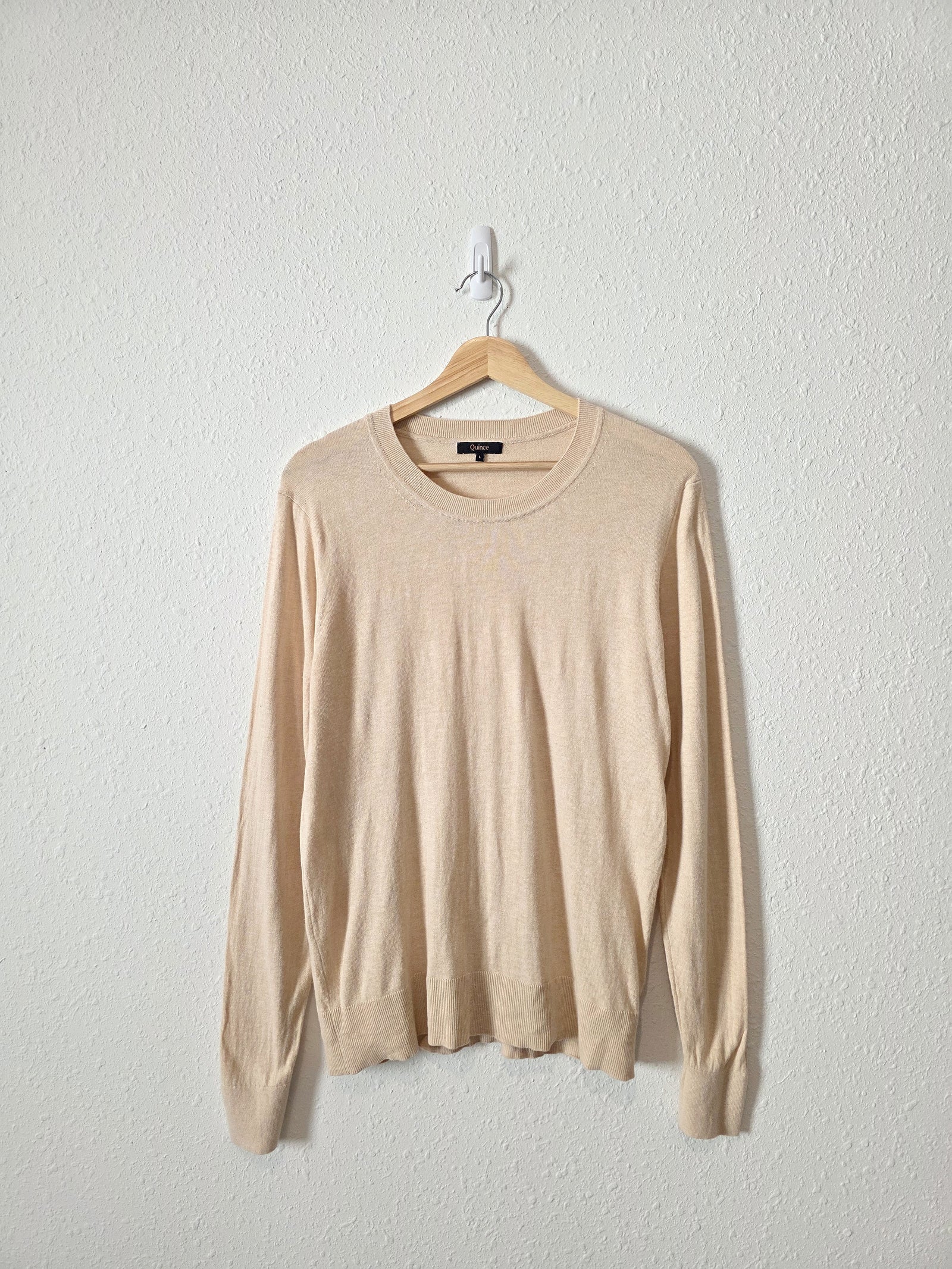 Quince Neutral Cotton Cashmere Sweater Tee (L)