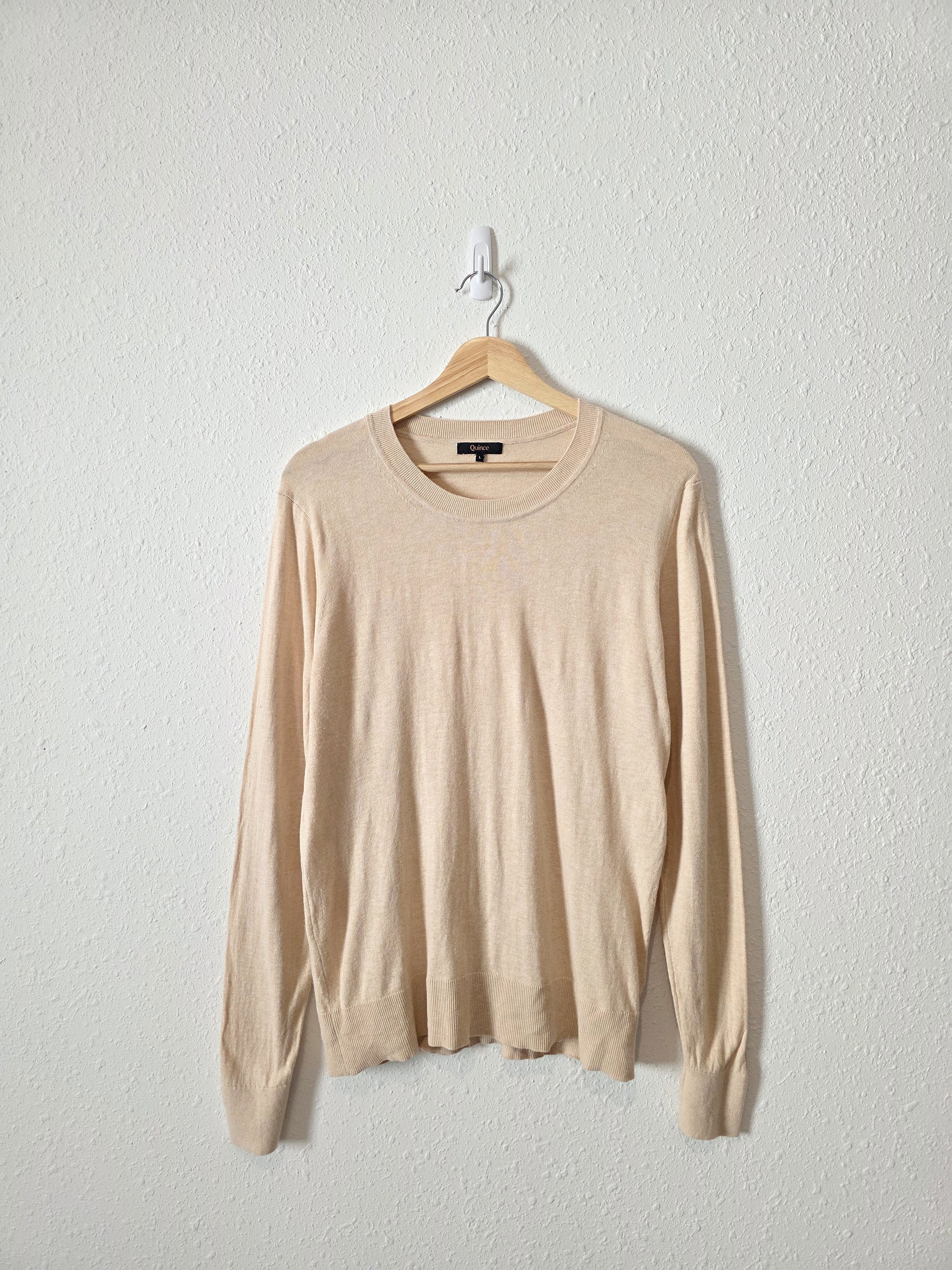 Quince Neutral Cotton Cashmere Sweater Tee (L)